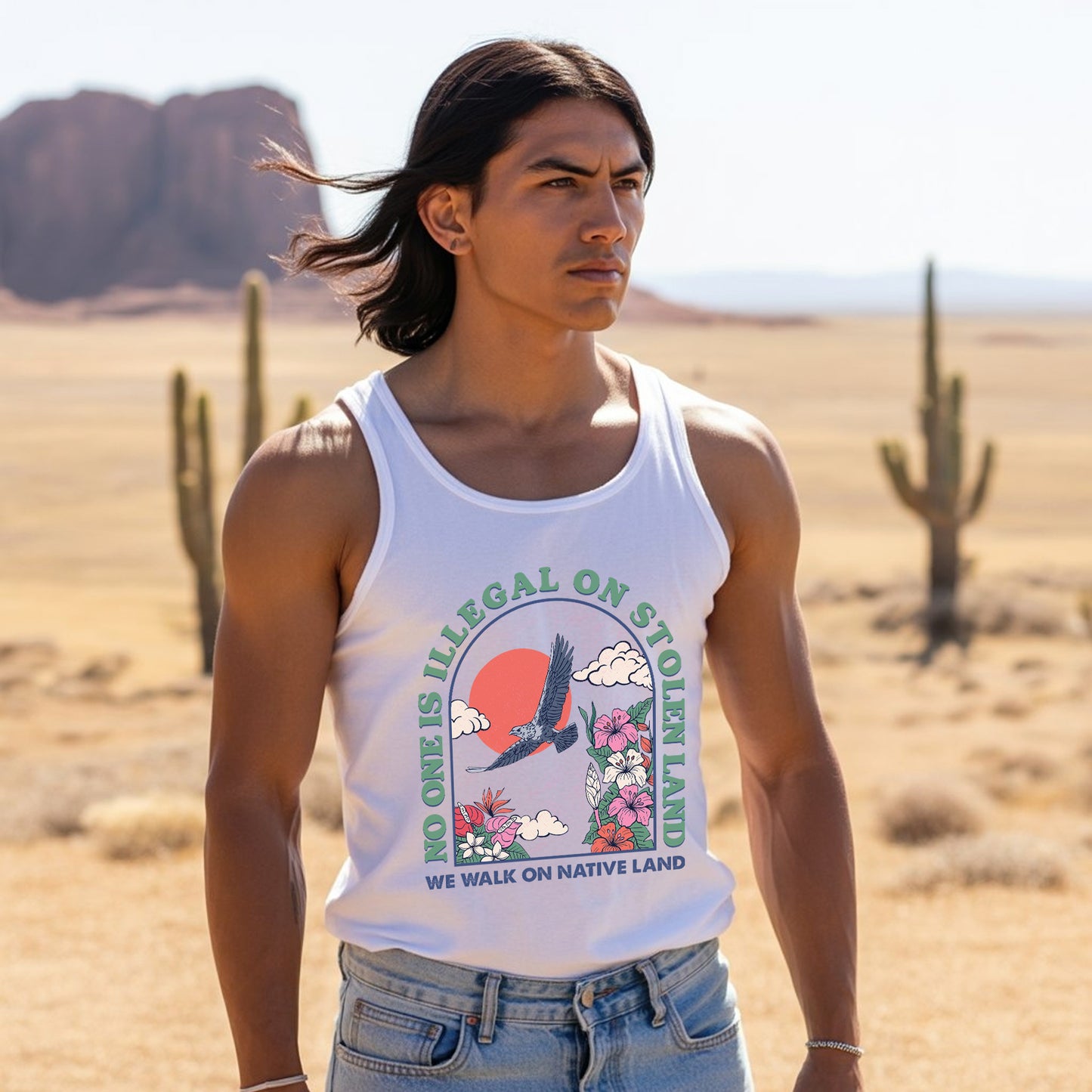 No One Is Illegal On Stolen Land Native Land Statemen Unisex Tank Top