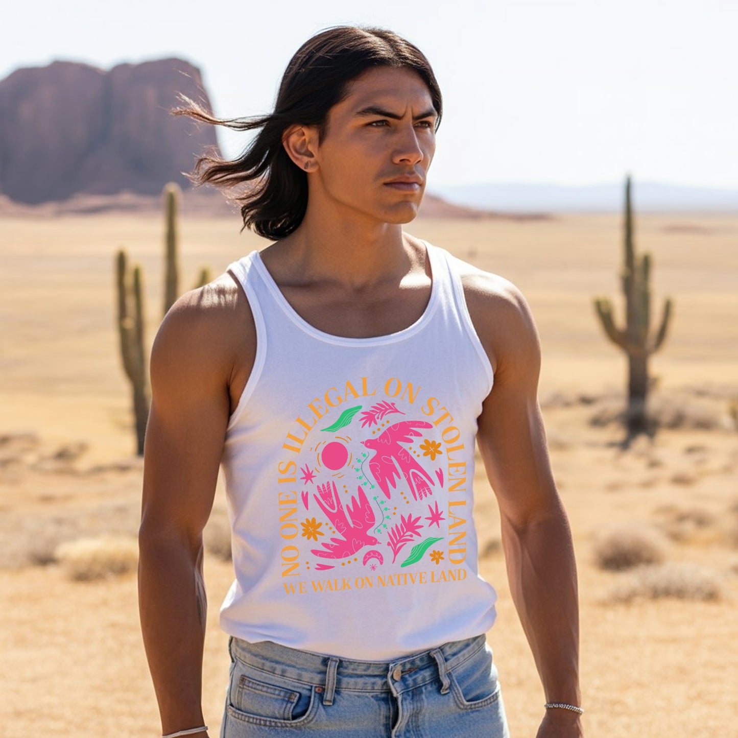 No One Is Illegal On Stolen Land. We Walk On Native Land Unisex Tank Top