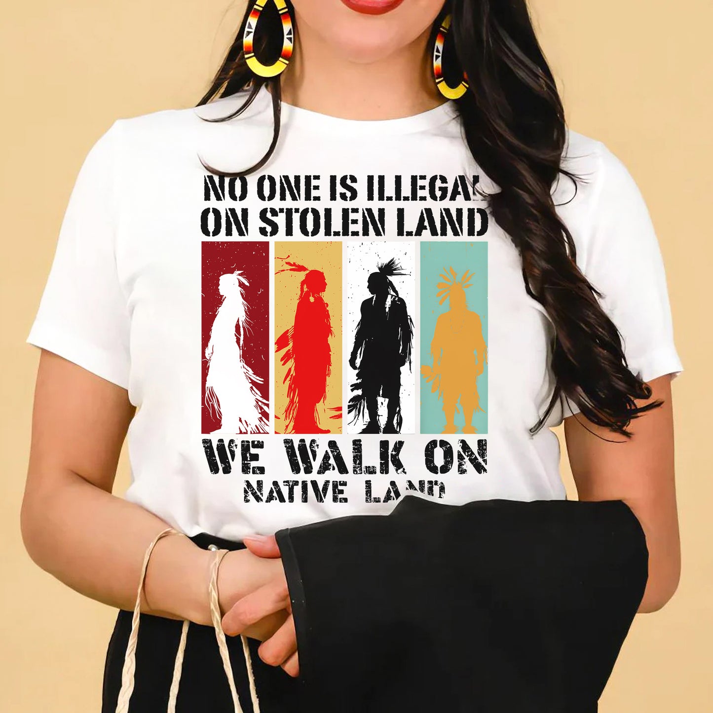 No One Is Illegal On Stolen Land. We Walk On Native Land Style 9 - One Side Unisex T-Shirt/T-Shirt V-Neck/Hoodie/Sweatshirt