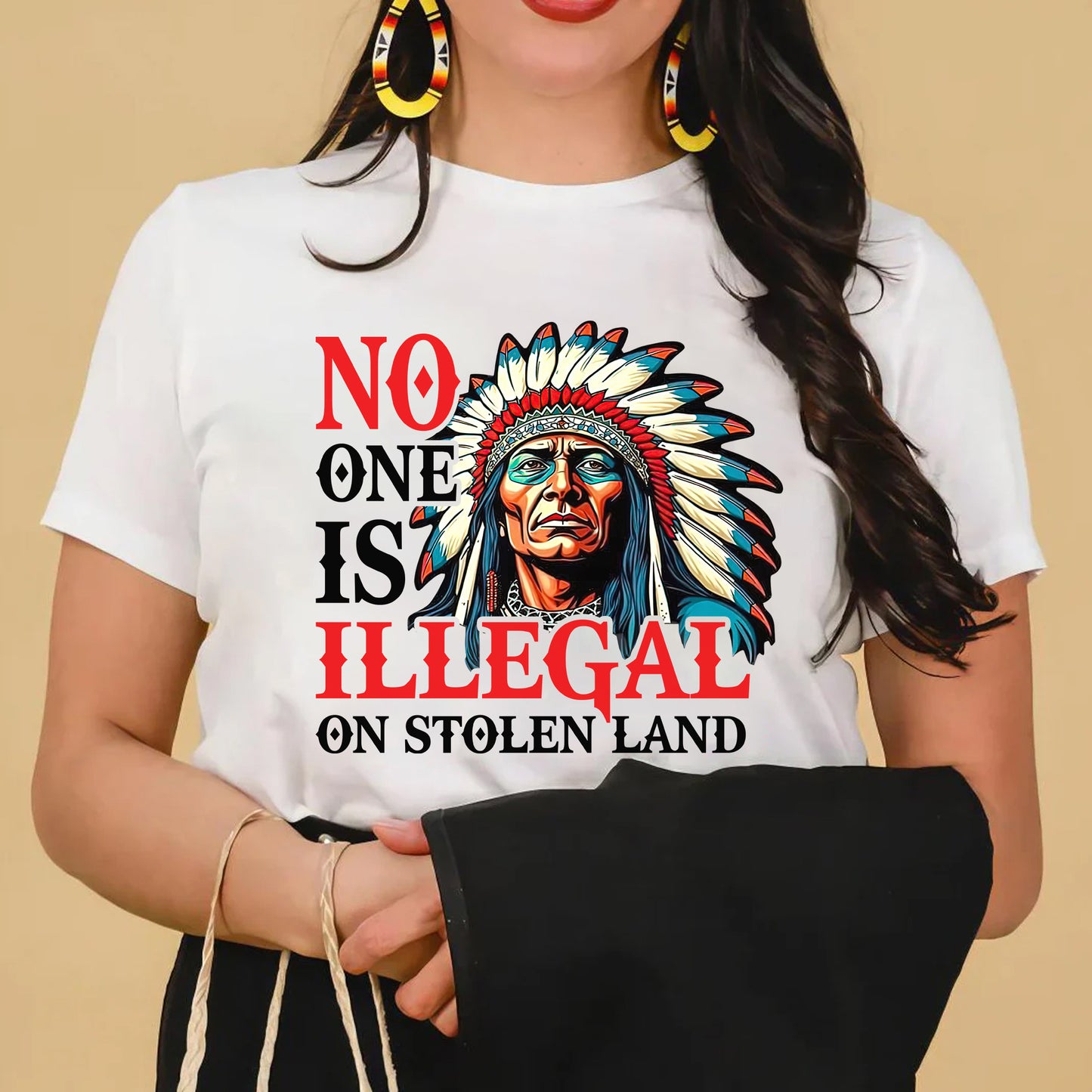 No One Is Illegal On Stolen Land. We Walk On Native Land Style 7 - One Side Unisex T-Shirt/T-Shirt V-Neck/Hoodie/Sweatshirt