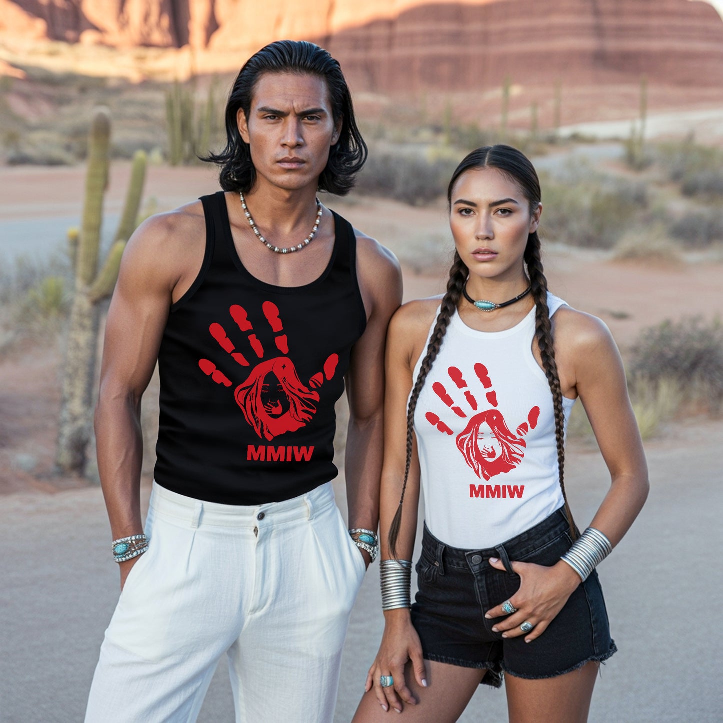 MMIW Red Handprint Raise Awareness For Indigenous Women Unisex Tank Top