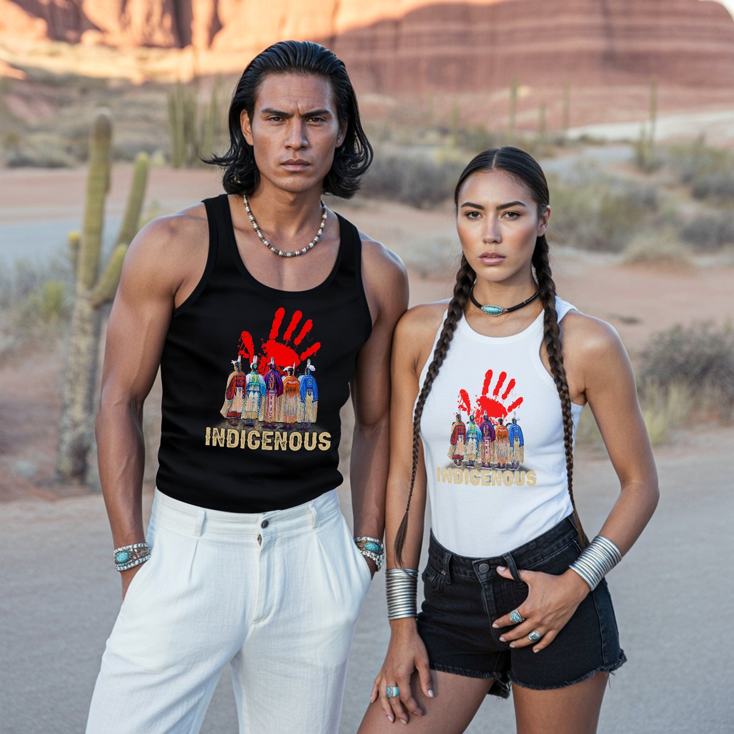 Indigenous Pride Red Handprint Cultural Strength Unisex Tank Top