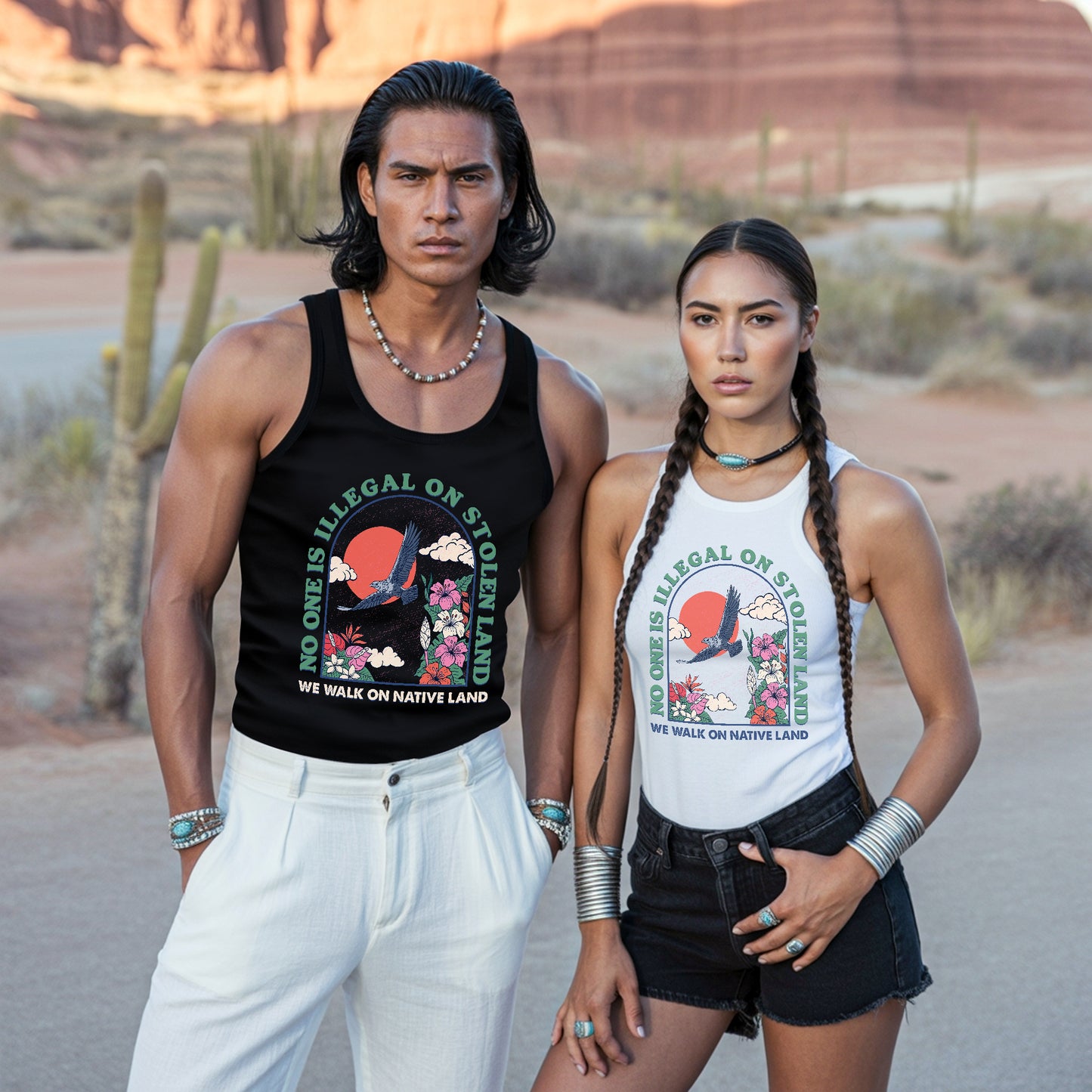 No One Is Illegal On Stolen Land Native Land Statemen Unisex Tank Top