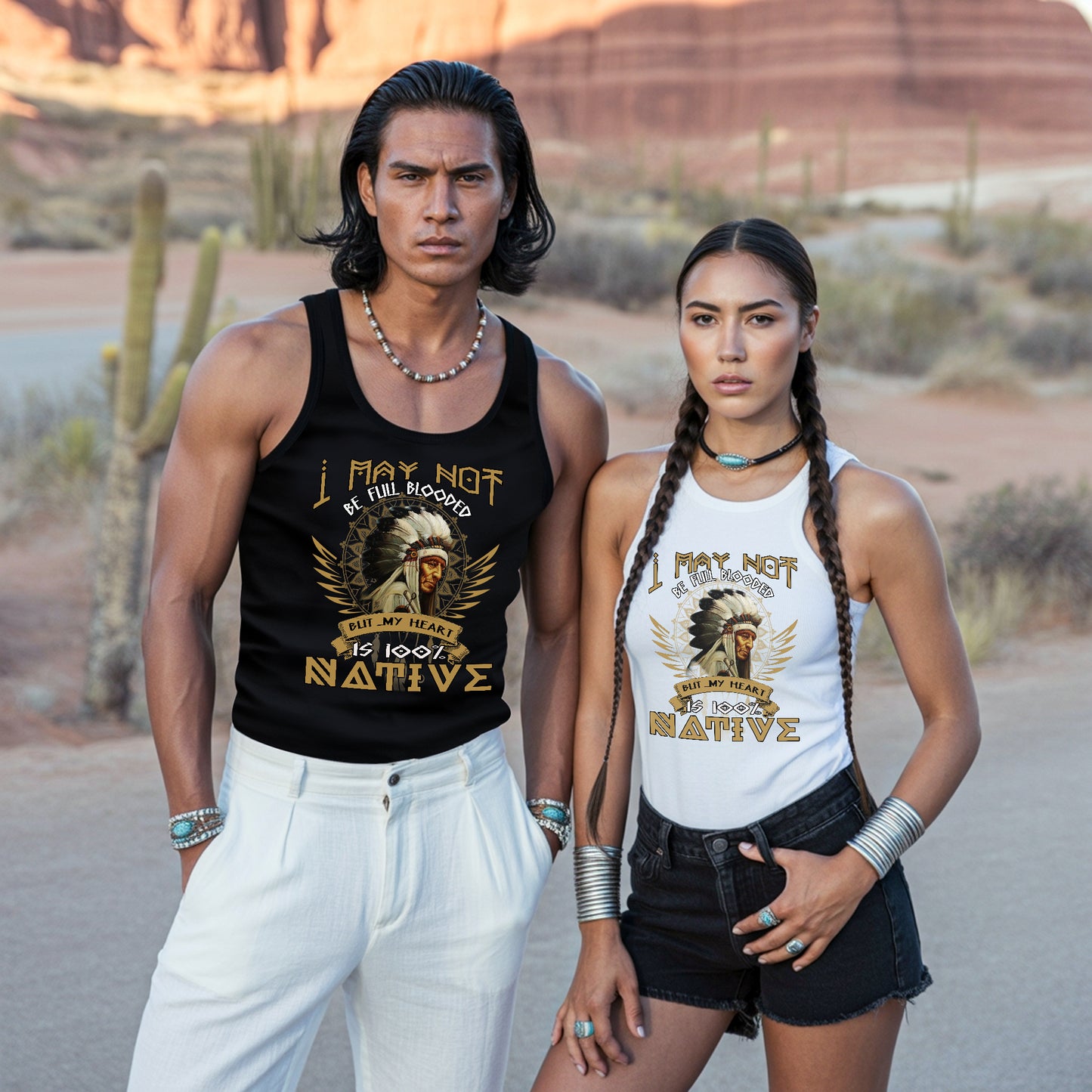 I May Not Be Full Blooded But My Heart Beats Native Unisex Tank Top
