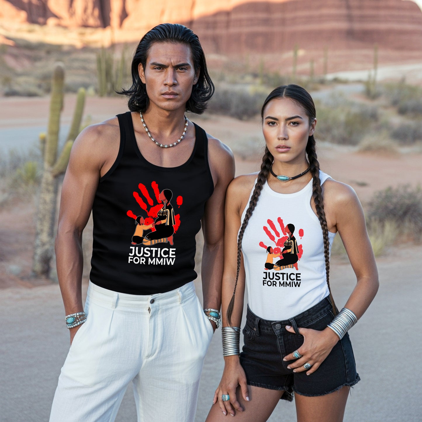 Justice for MMIW Red Handprint Indigenous Strength Unisex Tank Top