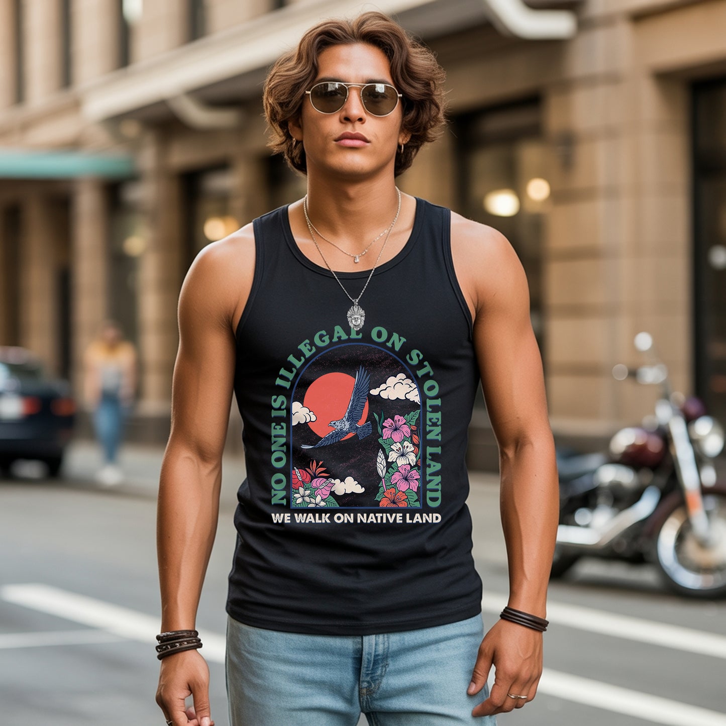 No One Is Illegal On Stolen Land Native Land Statemen Unisex Tank Top