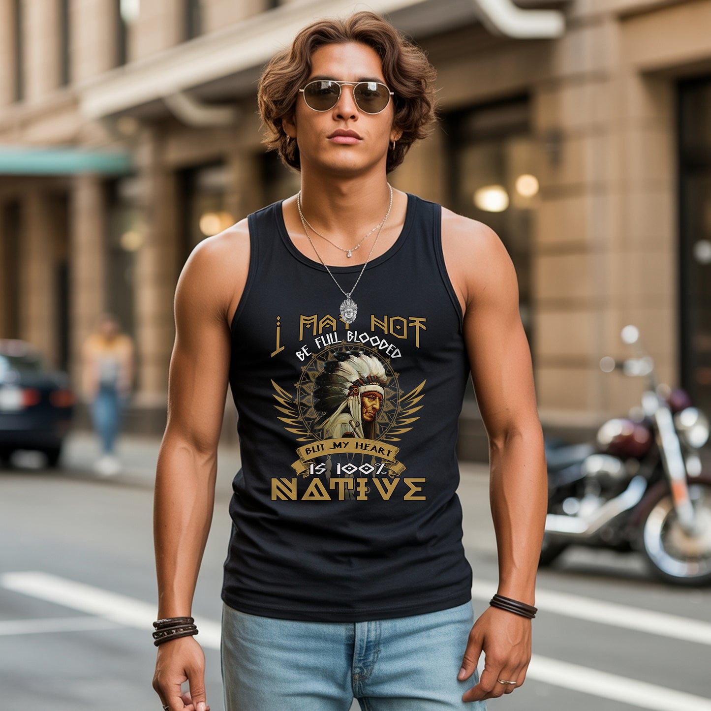 I May Not Be Full Blooded But My Heart Beats Native Unisex Tank Top