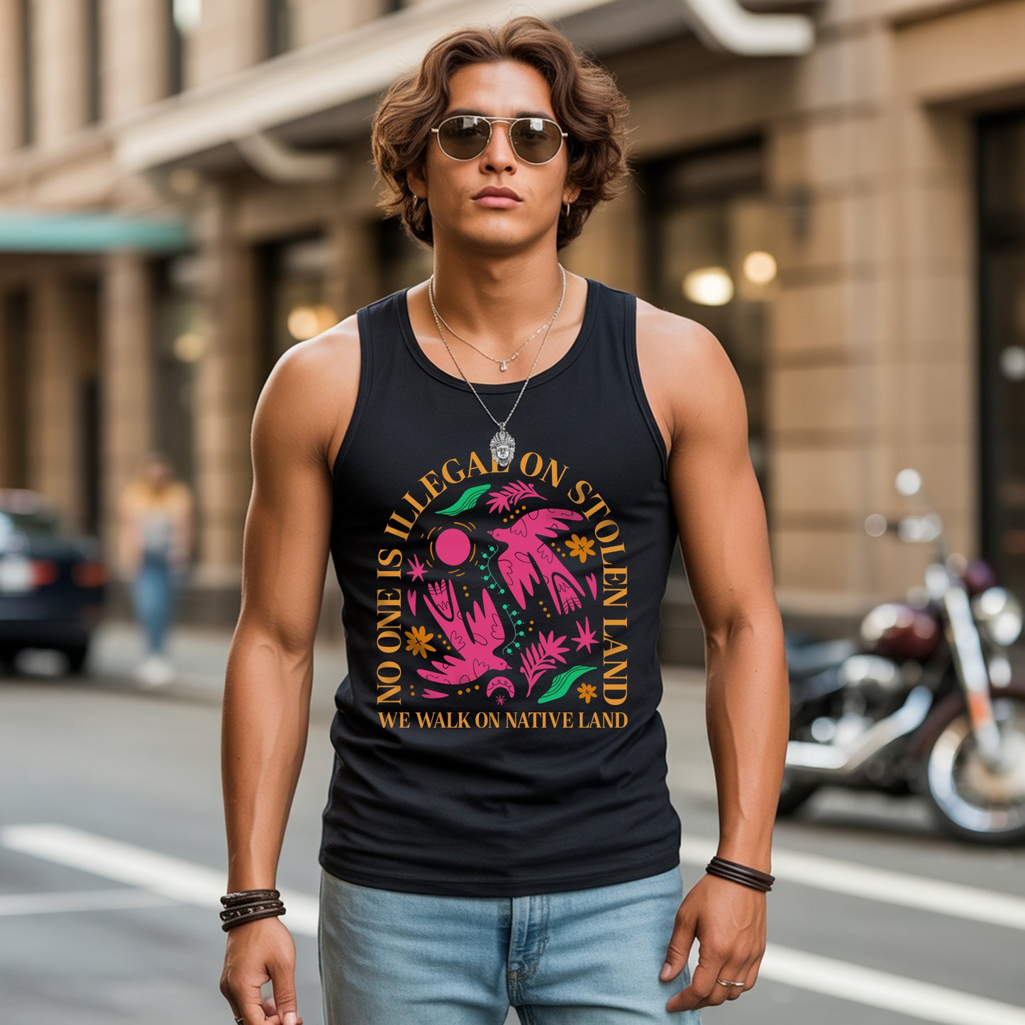 No One Is Illegal On Stolen Land. We Walk On Native Land Unisex Tank Top