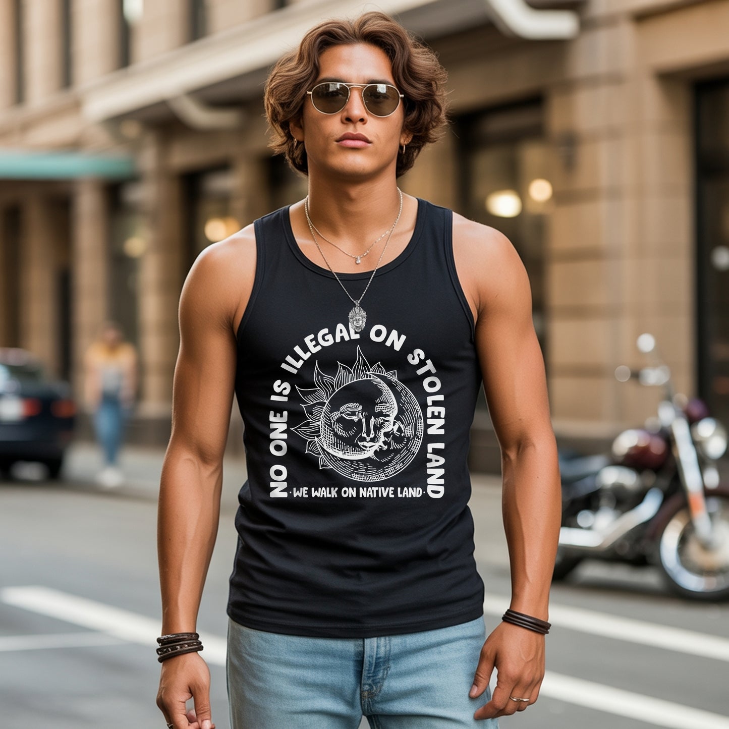 No One Is Illegal On Stolen Land Freedom Equality Statement Unisex Tank Top