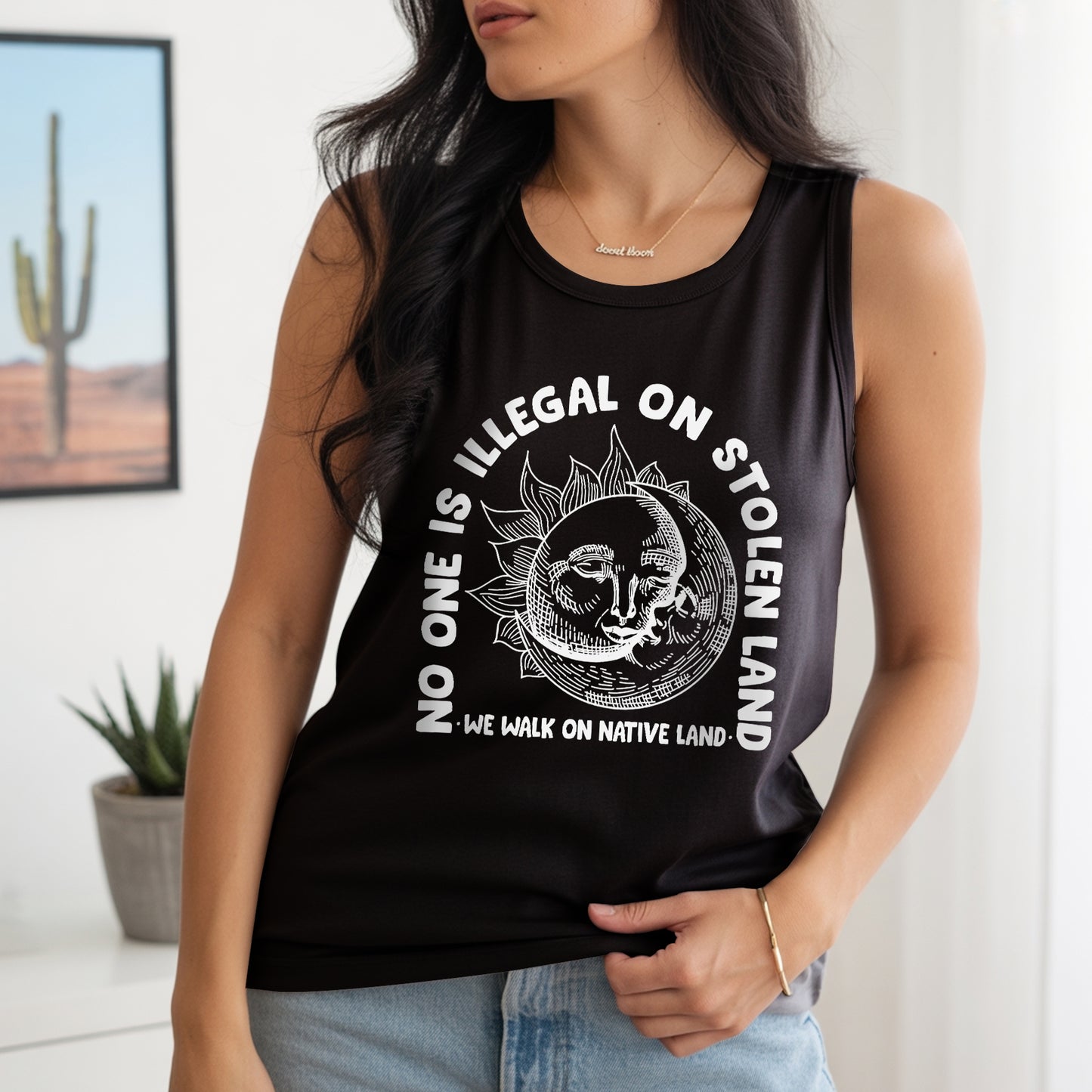 No One Is Illegal On Stolen Land Freedom Equality Statement Unisex Tank Top