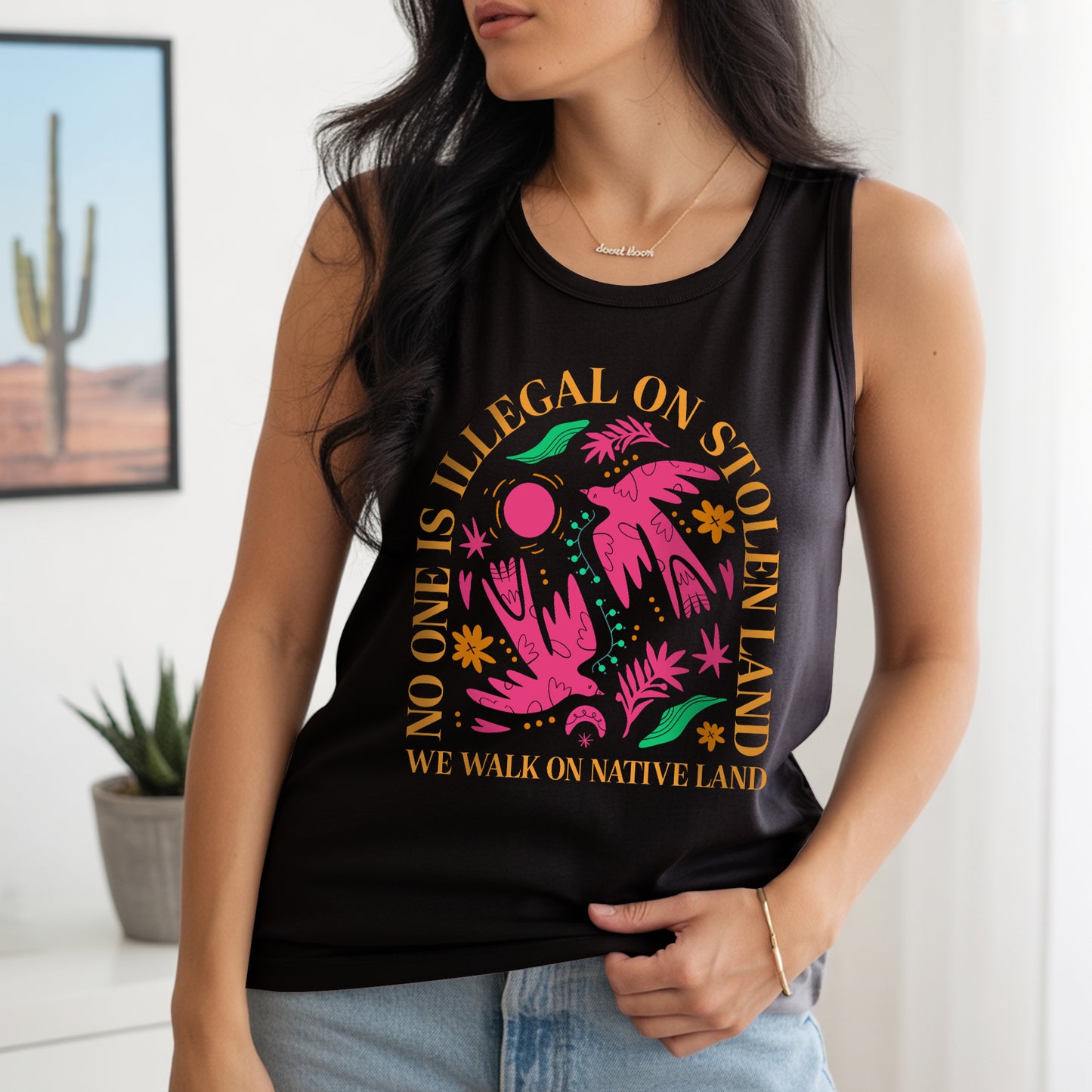 No One Is Illegal On Stolen Land. We Walk On Native Land Unisex Tank Top