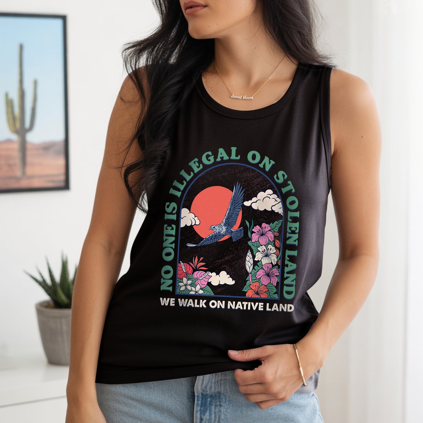No One Is Illegal On Stolen Land Native Land Statemen Unisex Tank Top