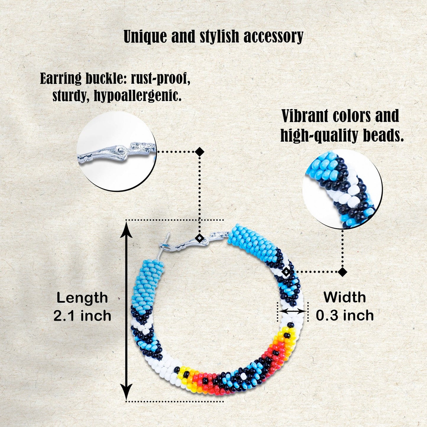 Dark Blue Beaded Long Necklace Handmade Native American Style for Women