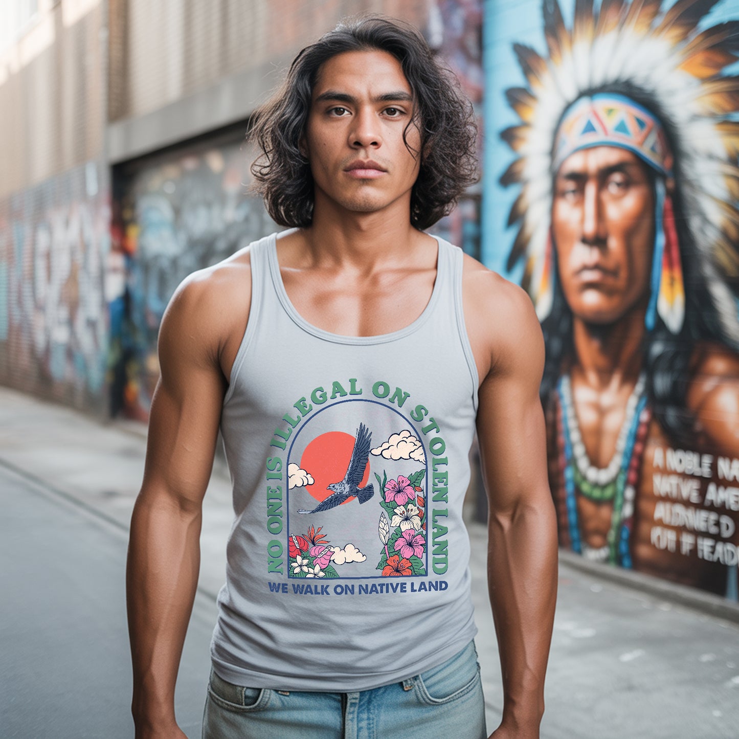 No One Is Illegal On Stolen Land Native Land Statemen Unisex Tank Top
