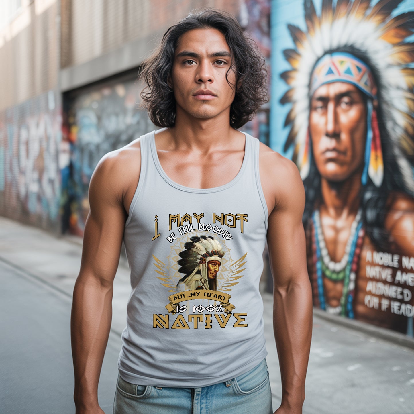 I May Not Be Full Blooded But My Heart Beats Native Unisex Tank Top