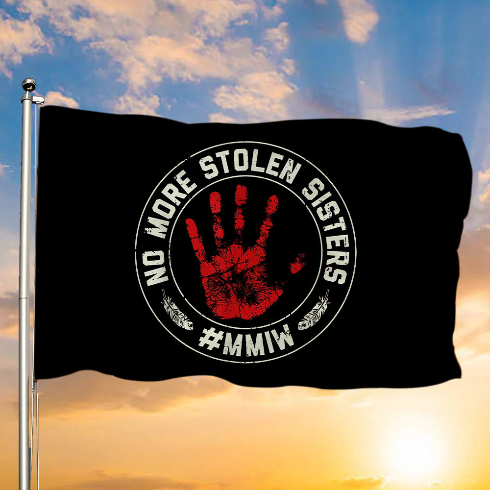 No More Stolen Sisters MMIW - Native American Red Hand Flag Garden House Yard Decor for Outdoor