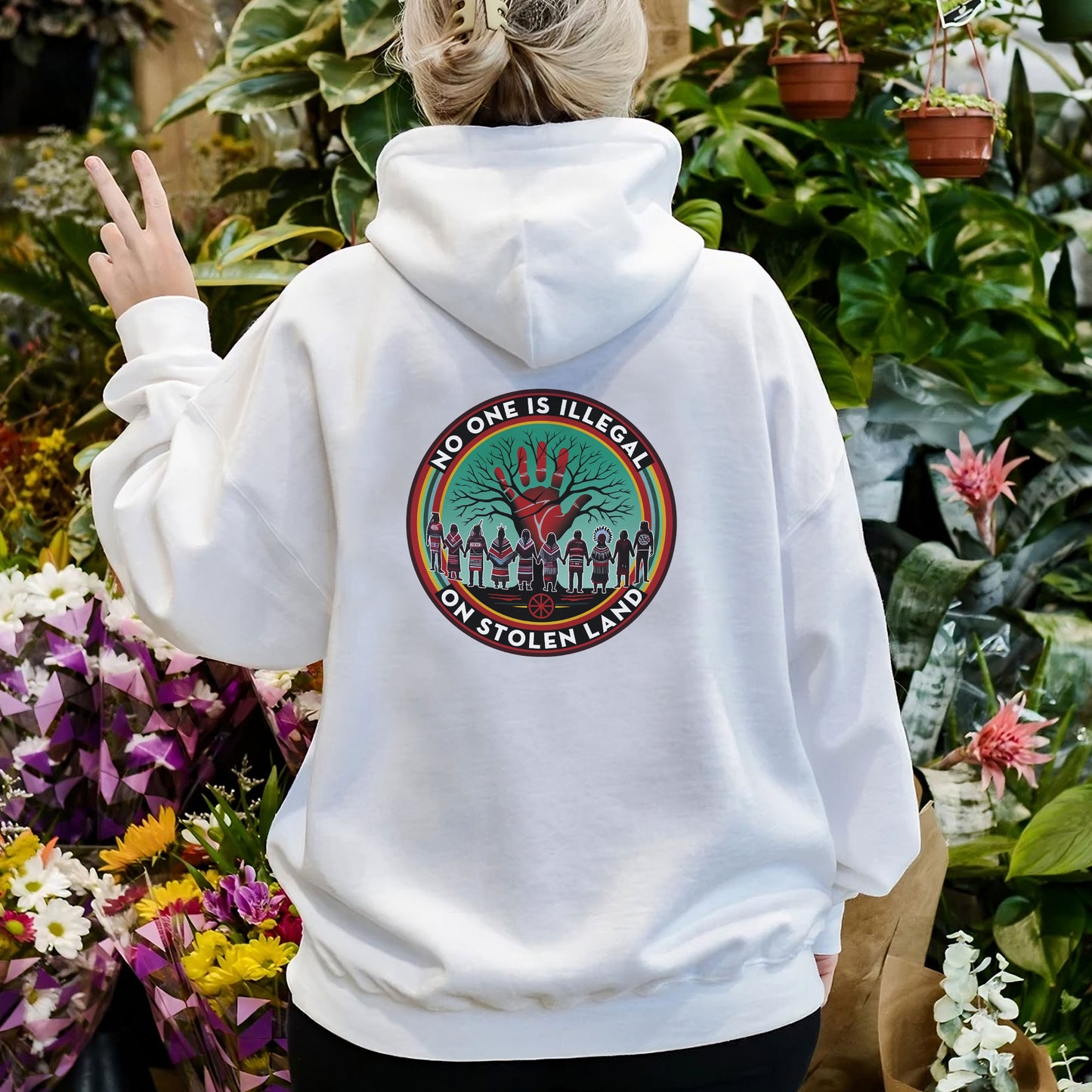 No One Is Illegal On Stolen Land β Indigenous Rights Unisex - Two sides - T-Shirt/T-Shirt V-Neck/Hoodie/Sweatshirt