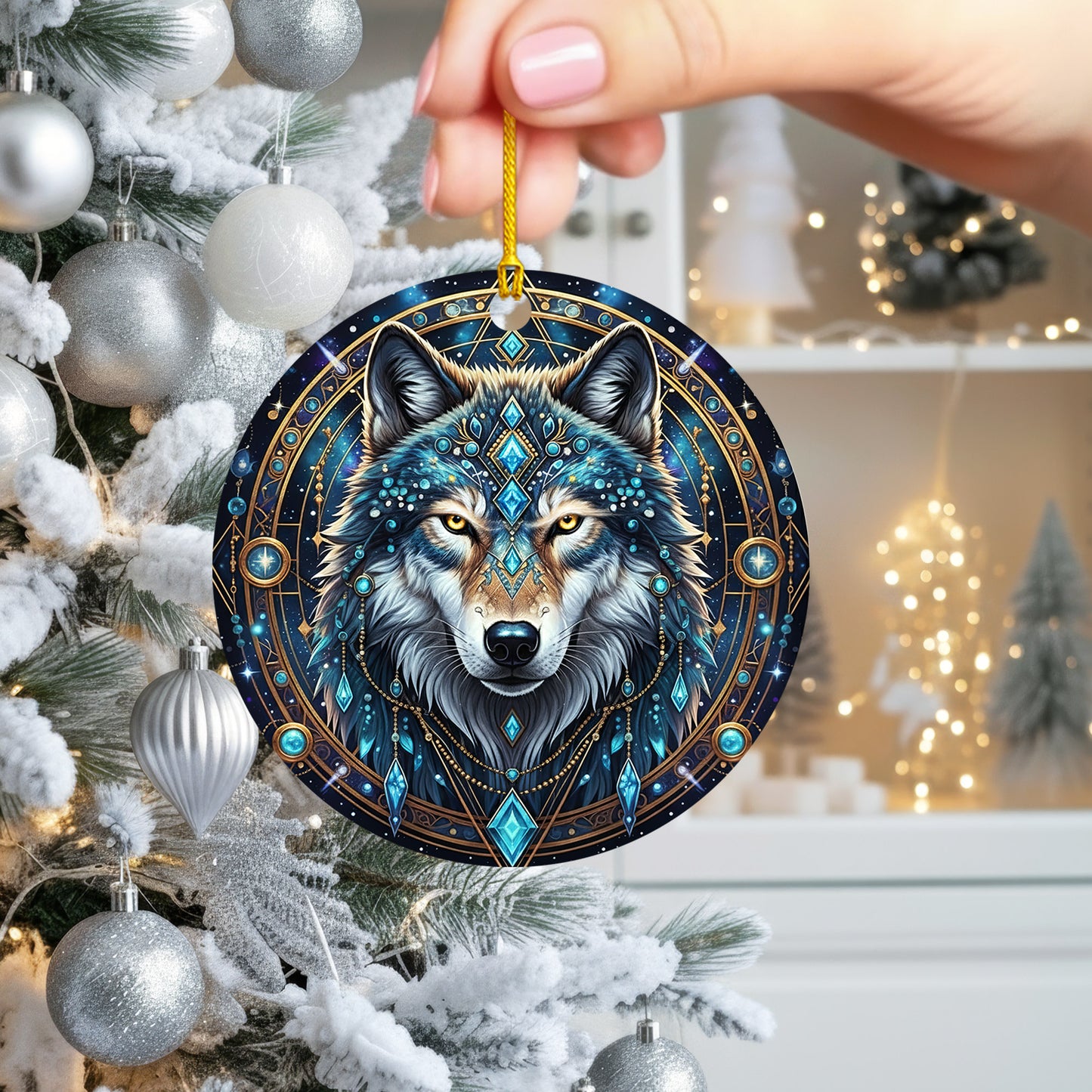 Celestial Wolf - Blue Crystal Spirit Animal - Unique Christmas Gift Decor Flat Acrylic