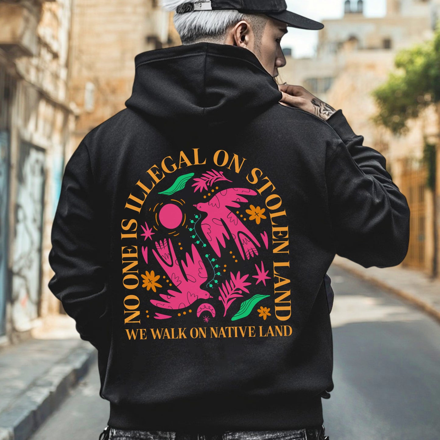 NO ONE IS ILLEGAL ON STOLEN LAND. WE WALK ON NATIVE LAND - One sides - Unisex T-Shirt/Hoodie/Sweatshirt