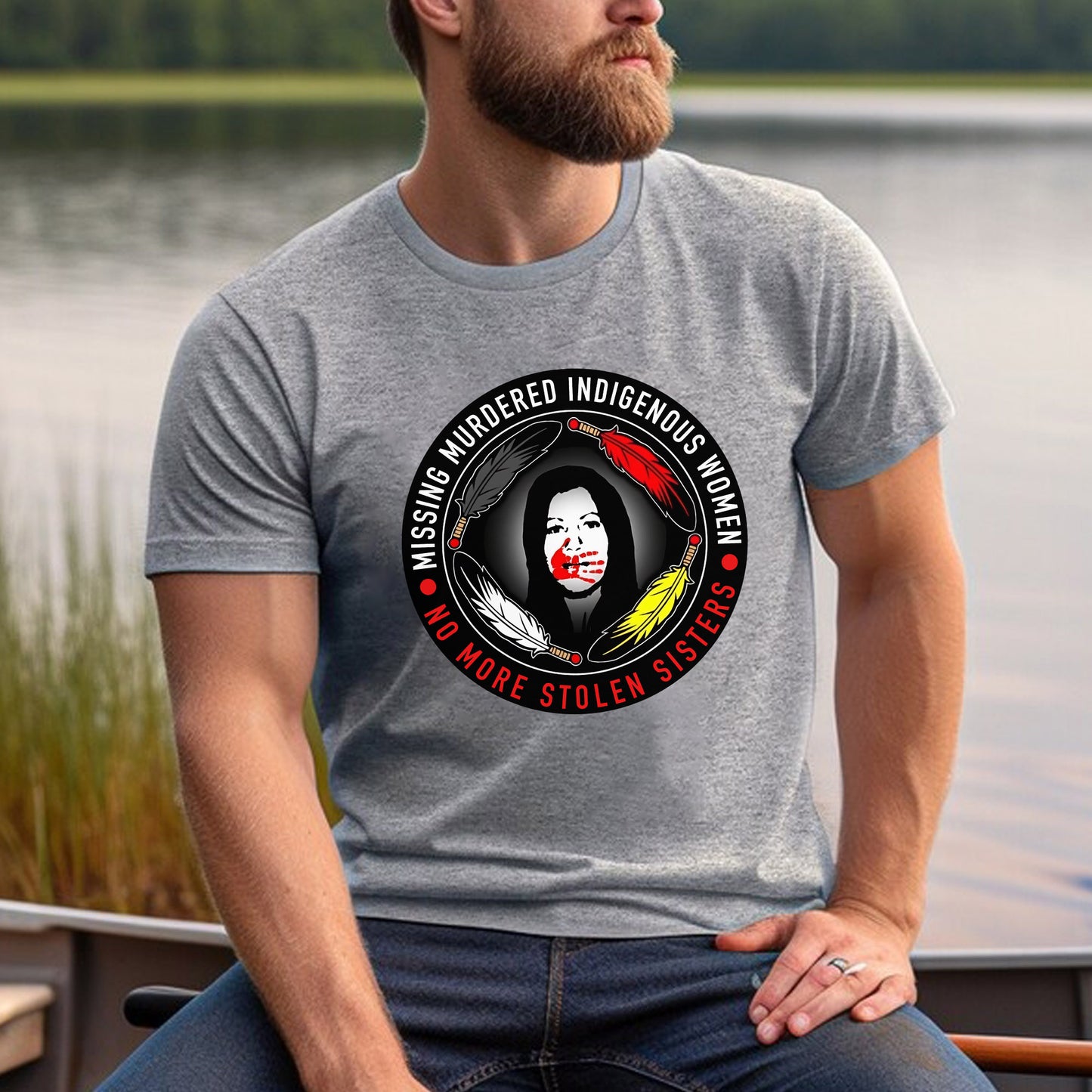 MMIW No More Stolen Sisters Feather Color Red Hand Unisex T-Shirt/T-Shirt V-Neck/Hoodie/Sweatshirt