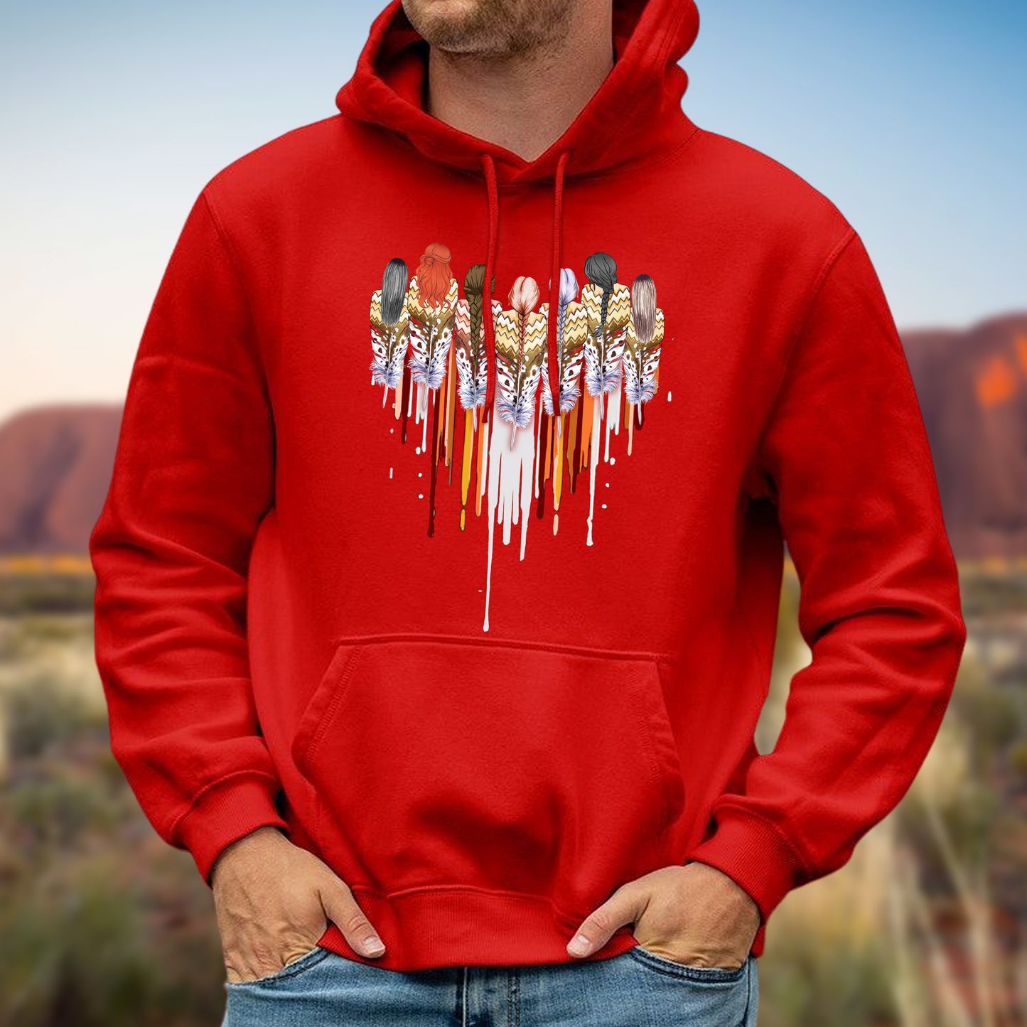 Native American Women Feather Heart Unisex T-Shirt/T-Shirt V-Neck/Hoodie/Sweatshirt
