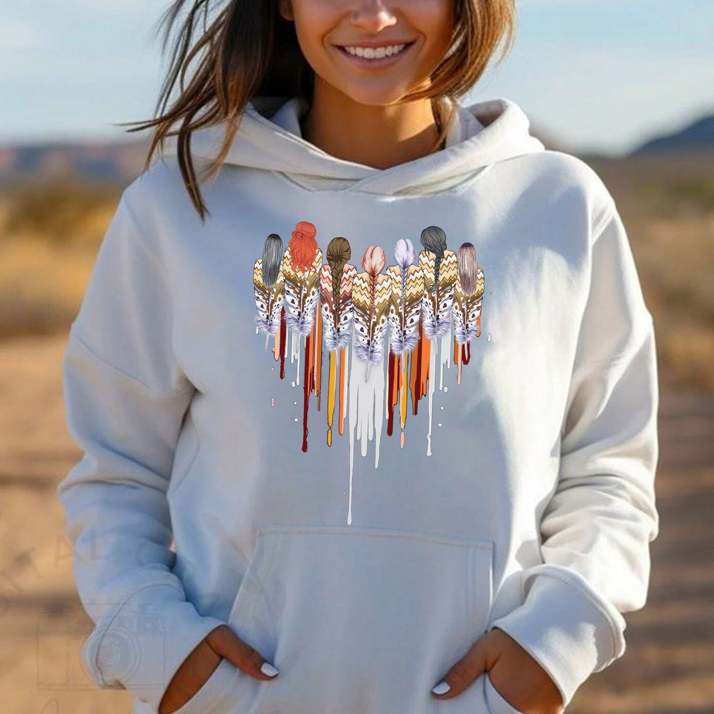 Native American Women Feather Heart Unisex T-Shirt/T-Shirt V-Neck/Hoodie/Sweatshirt