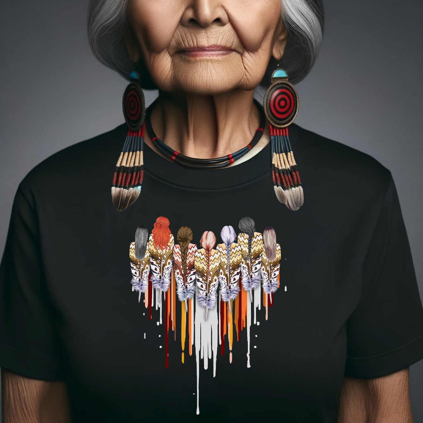 Native American Women Feather Heart Unisex T-Shirt/T-Shirt V-Neck/Hoodie/Sweatshirt