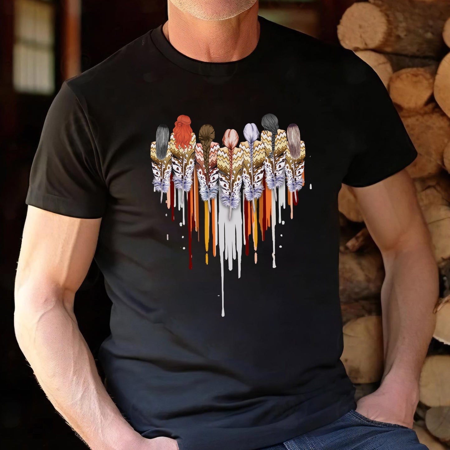 Native American Women Feather Heart Unisex T-Shirt/T-Shirt V-Neck/Hoodie/Sweatshirt
