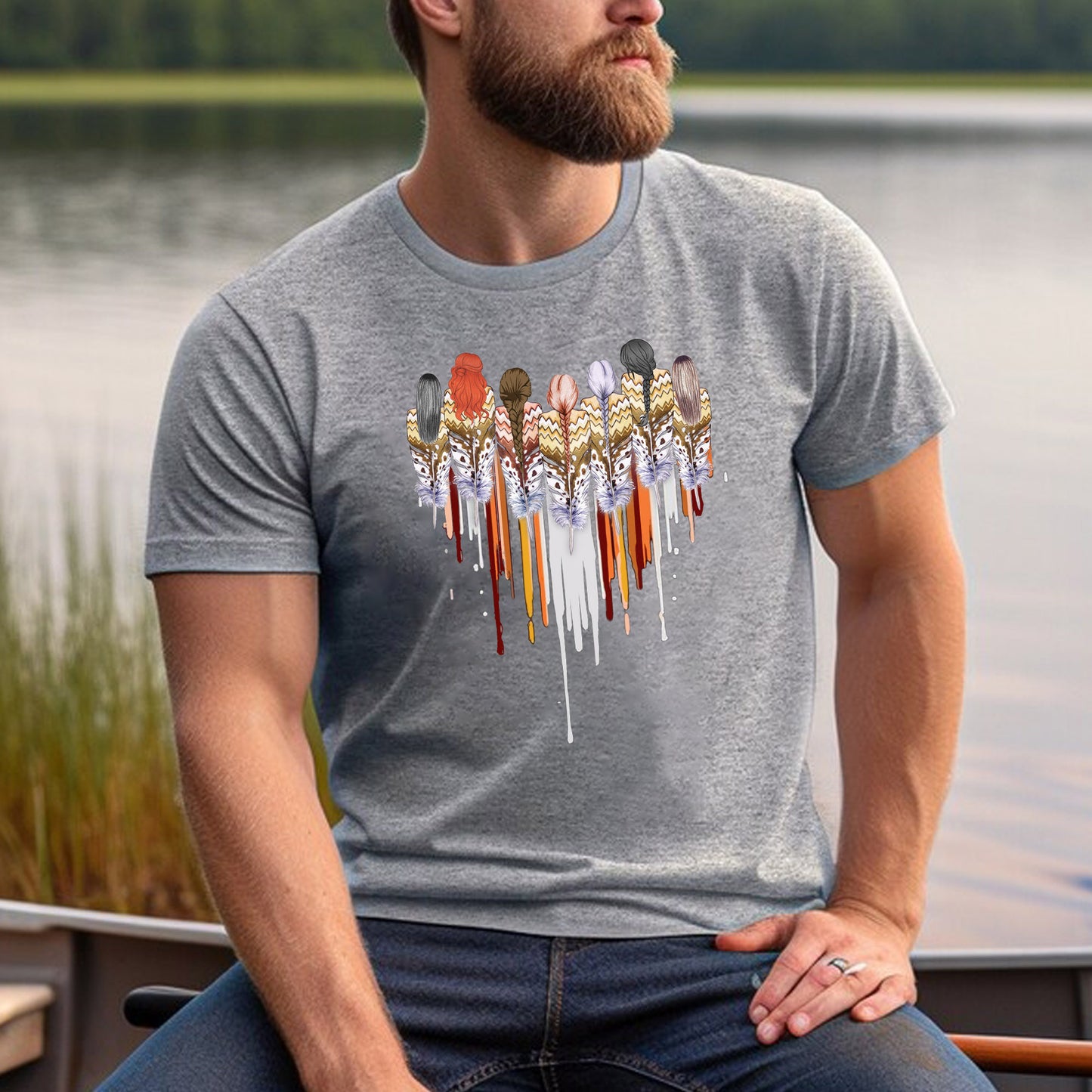 Native American Women Feather Heart Unisex T-Shirt/T-Shirt V-Neck/Hoodie/Sweatshirt