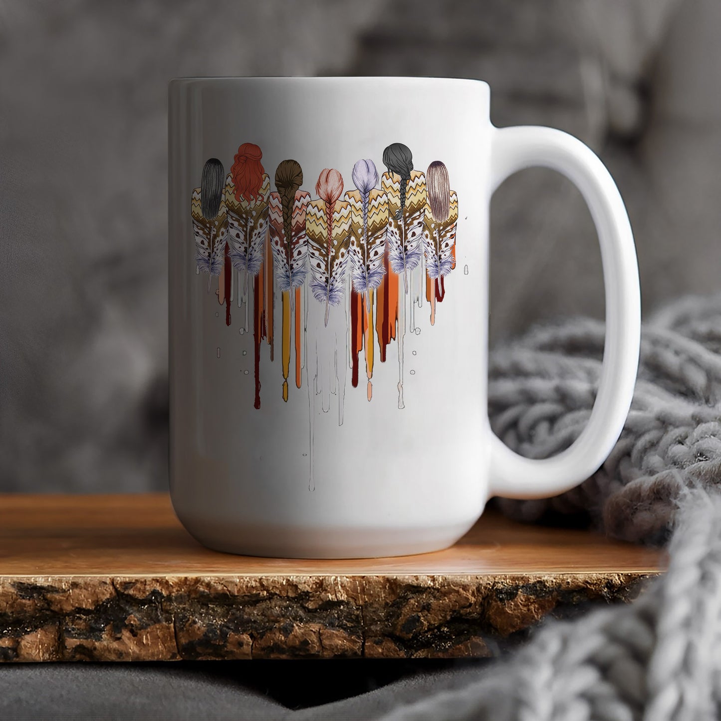 MMIW Women Together Feather Heart Ceramic Coffee Mug