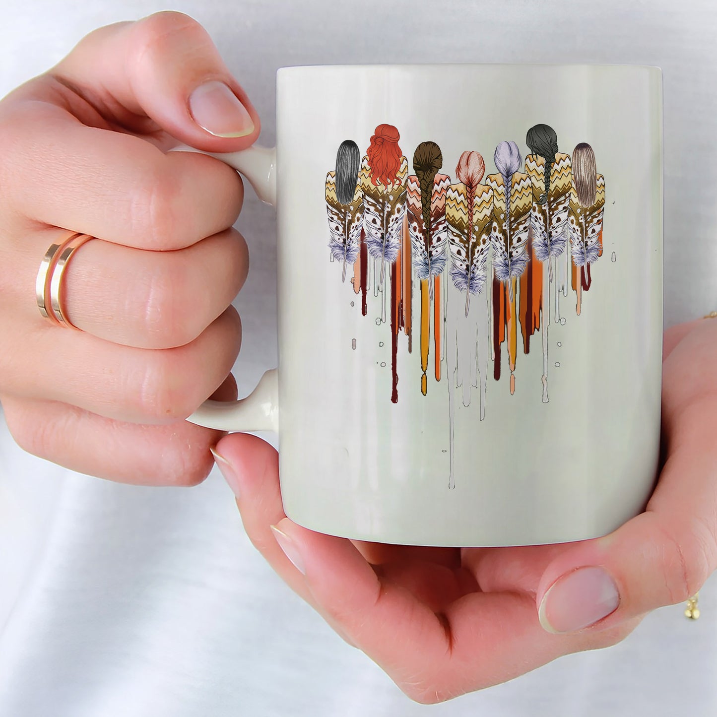 MMIW Women Together Feather Heart Ceramic Coffee Mug