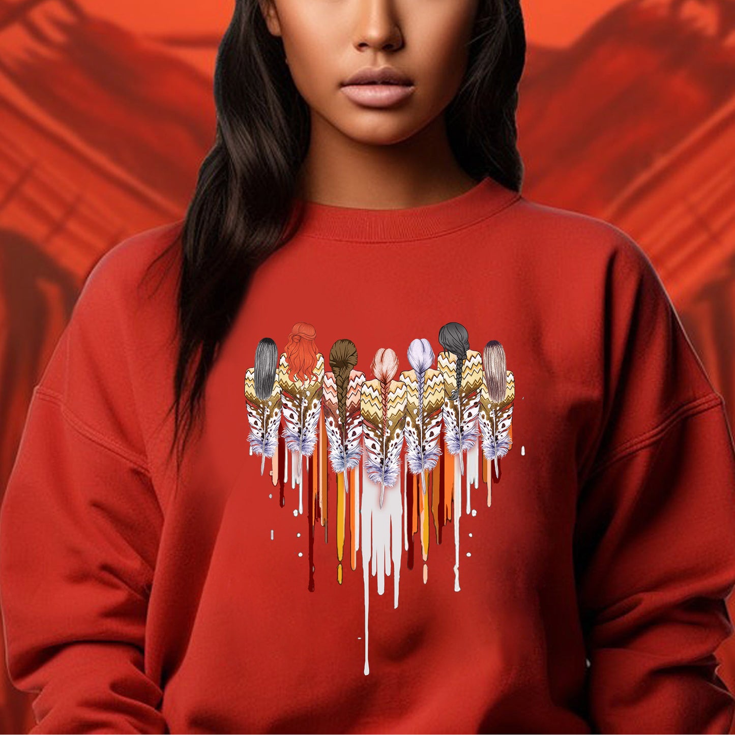 Native American Women Feather Heart Unisex T-Shirt/T-Shirt V-Neck/Hoodie/Sweatshirt