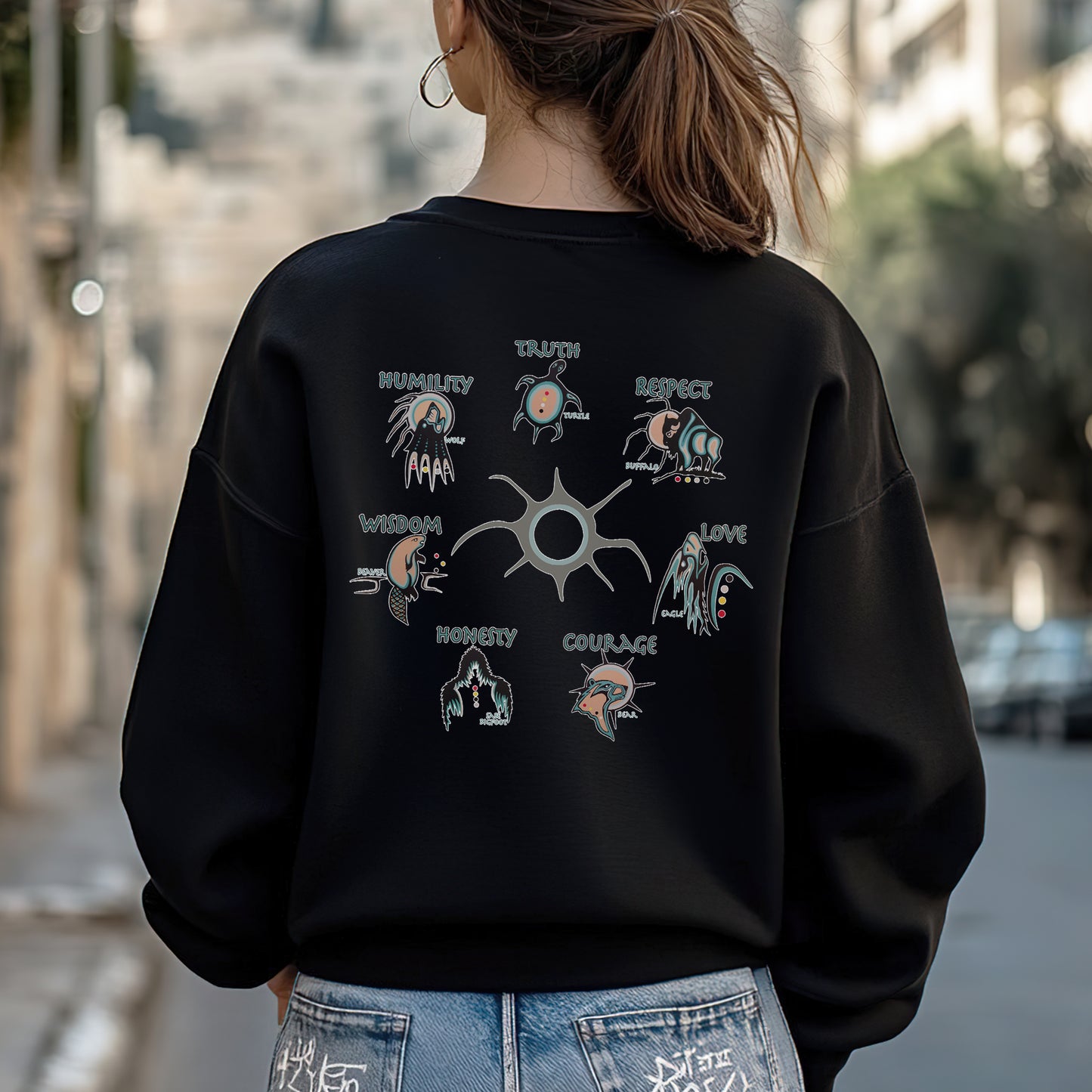 The Seven Sacred Laws Native American Indigenous Culture Unisex - Two sides - T-Shirt/T-Shirt V-Neck/Hoodie/Sweatshirt
