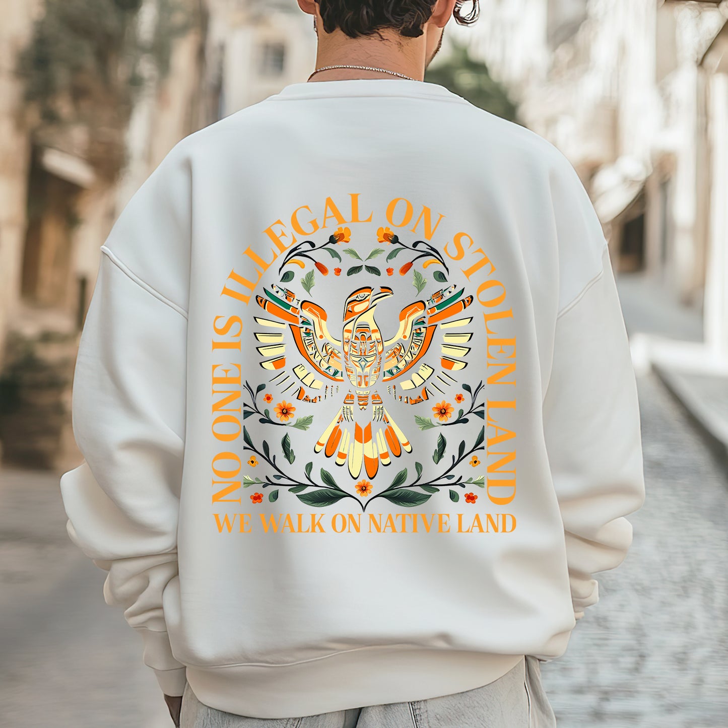 NO ONE IS ILLEGAL ON STOLEN LAND. WE WALK ON NATIVE LAND 23 - Two sides - Unisex T-Shirt/T-Shirt V-Neck/Hoodie/Sweatshirt
