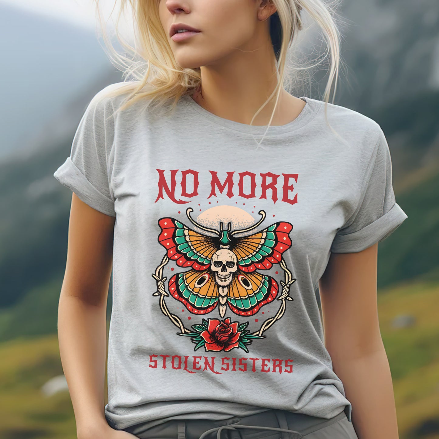 No More Stolen Sisters Butterfly Skun - MMIW Unisex T-Shirt/Hoodie/V-Neck/Sweatshirt