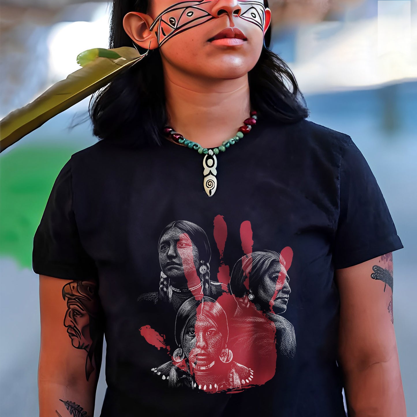 MMIW No More Stolen Sisters Red Hand – Remember & Honor Unisex Hoodie/T-Shirt/ T-Shirt V-Neck/Sweatshirt