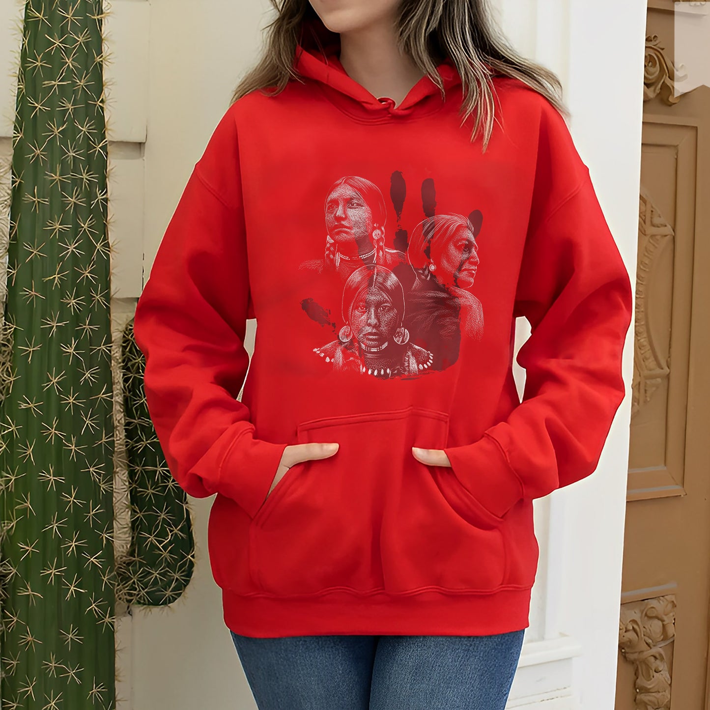 MMIW No More Stolen Sisters Red Hand – Remember & Honor Unisex Hoodie/T-Shirt/ T-Shirt V-Neck/Sweatshirt