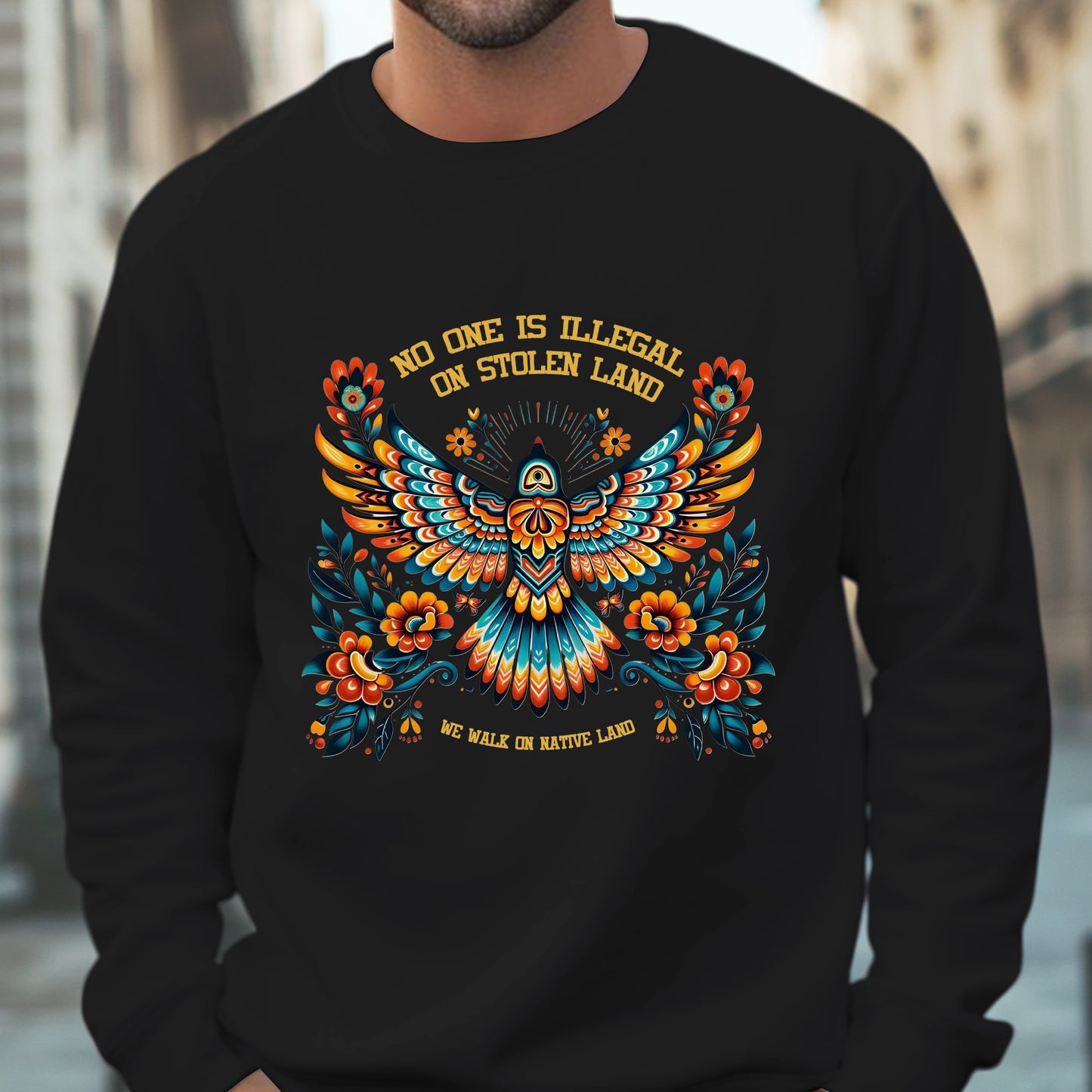 No One Is Illegal On Stolen Land Colorful Eagle Unisex T-Shirt/T-Shirt V-Neck/Hoodie/Sweatshirt