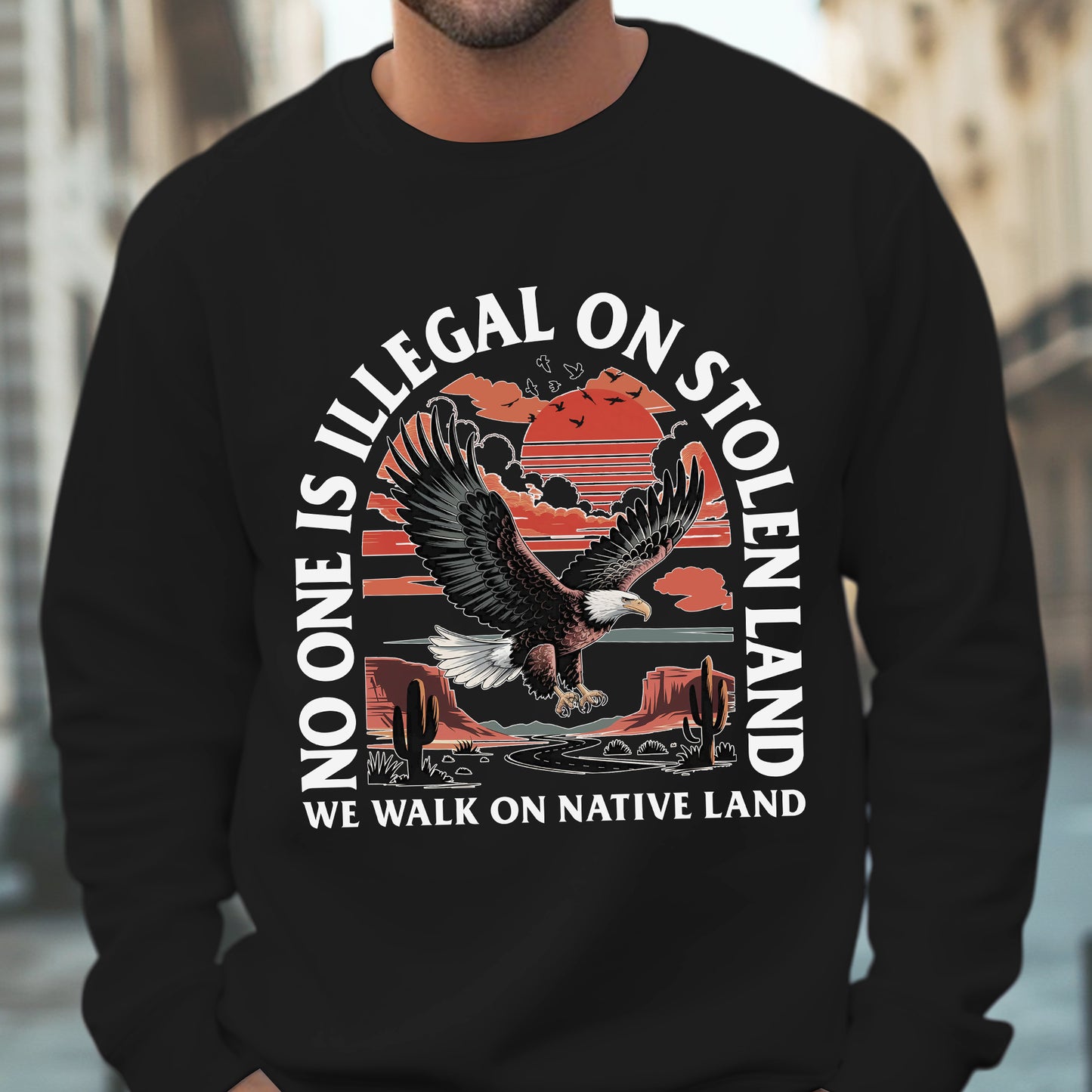 NO ONE IS ILLEGAL ON STOLEN LAND. WE WALK ON NATIVE LAND 20 - One sides - Unisex T-Shirt/T-Shirt V-Neck/Hoodie/Sweatshirt