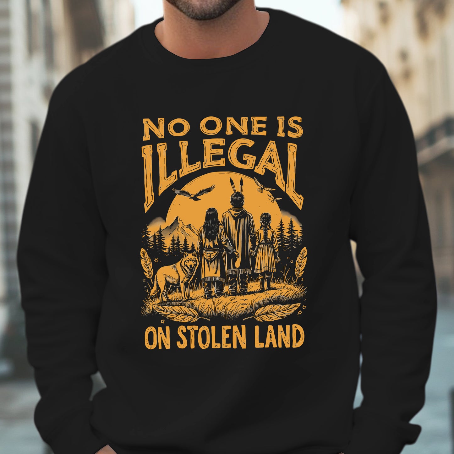 No One Is Illegal Bold Gold Graphic Unisex T-Shirt/T-Shirt V-Neck/Hoodie/Sweatshirt