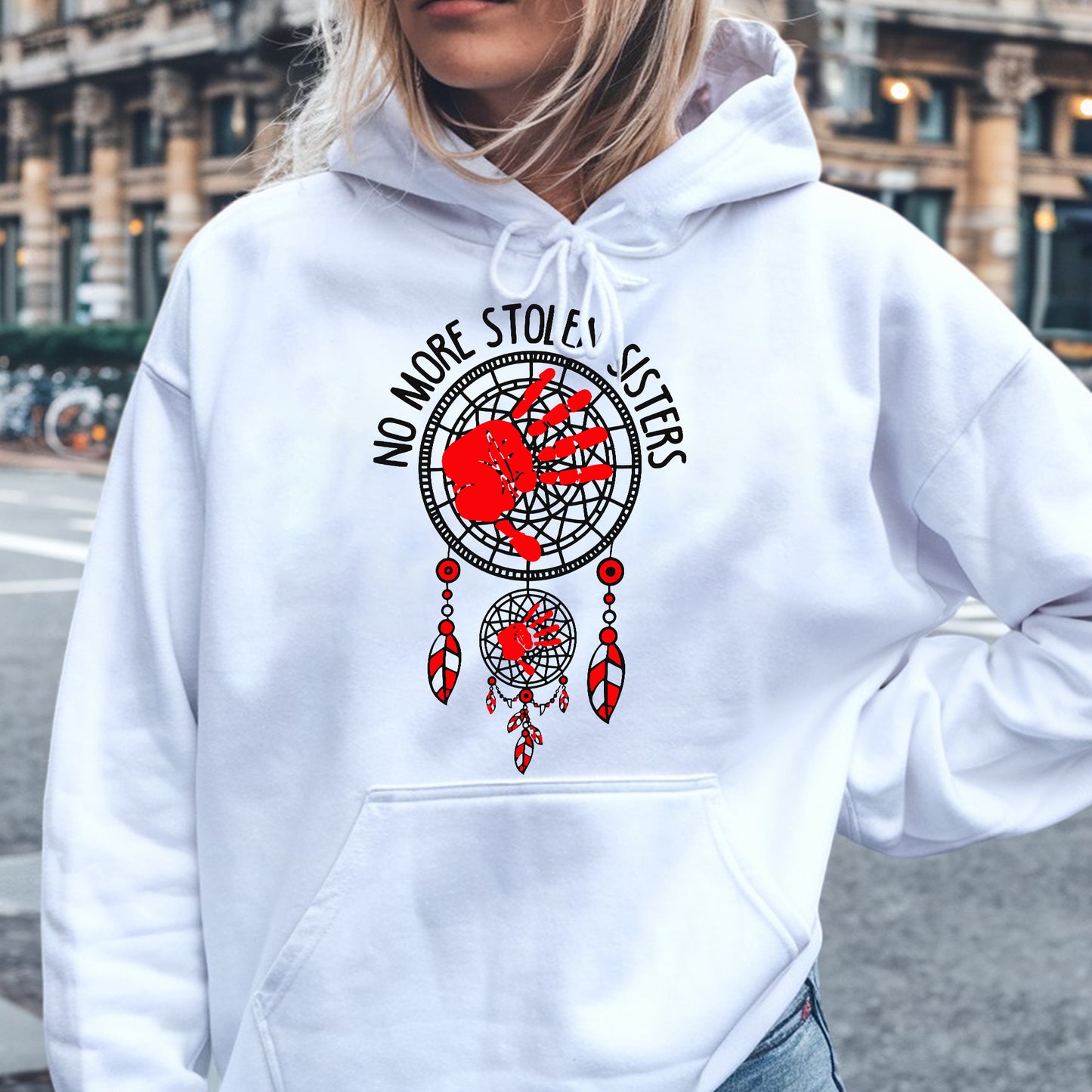 No More Stolen Sisters Red Handprint - MMIW Unisex T-Shirt/Hoodie/V-Neck/Sweatshirt