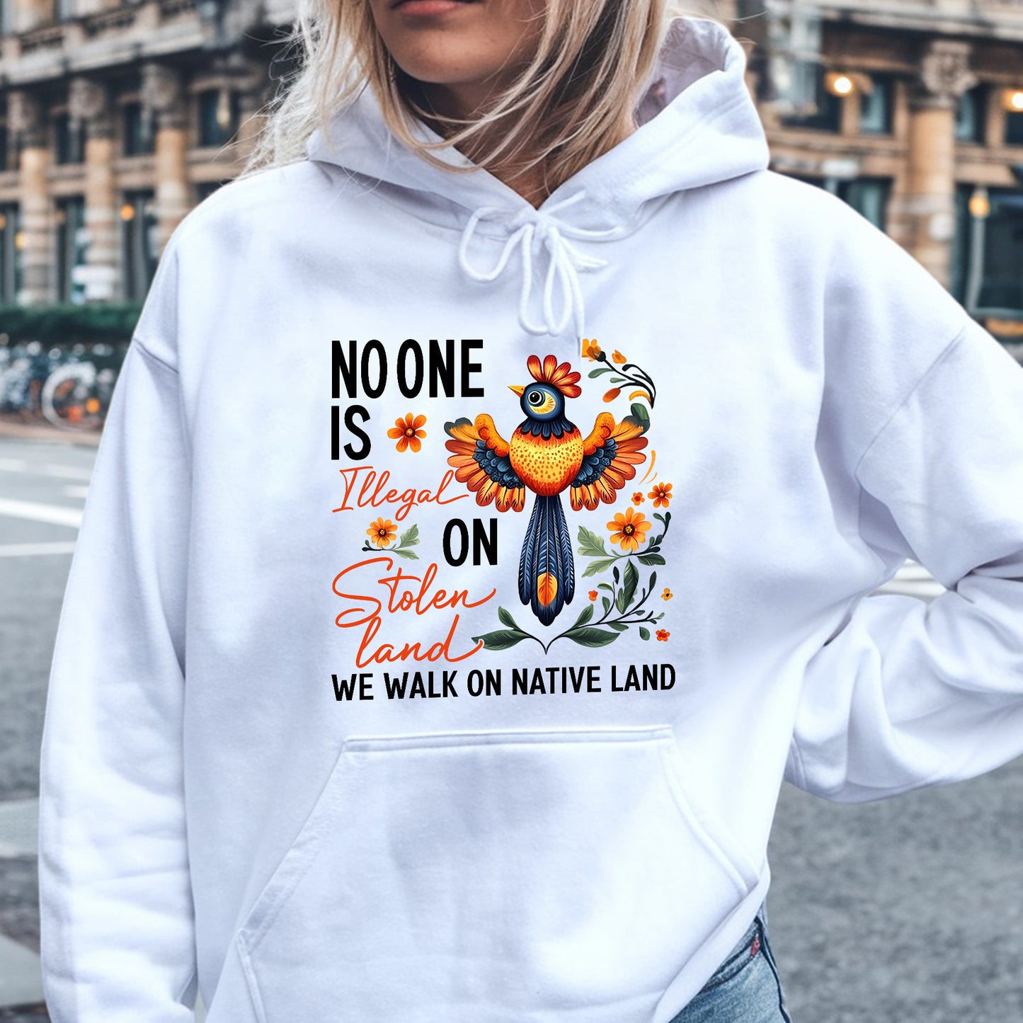 NO ONE IS ILLEGAL ON STOLEN LAND. WE WALK ON NATIVE LAND 24 - One sides - Unisex T-Shirt/T-Shirt V-Neck/Hoodie/Sweatshirt