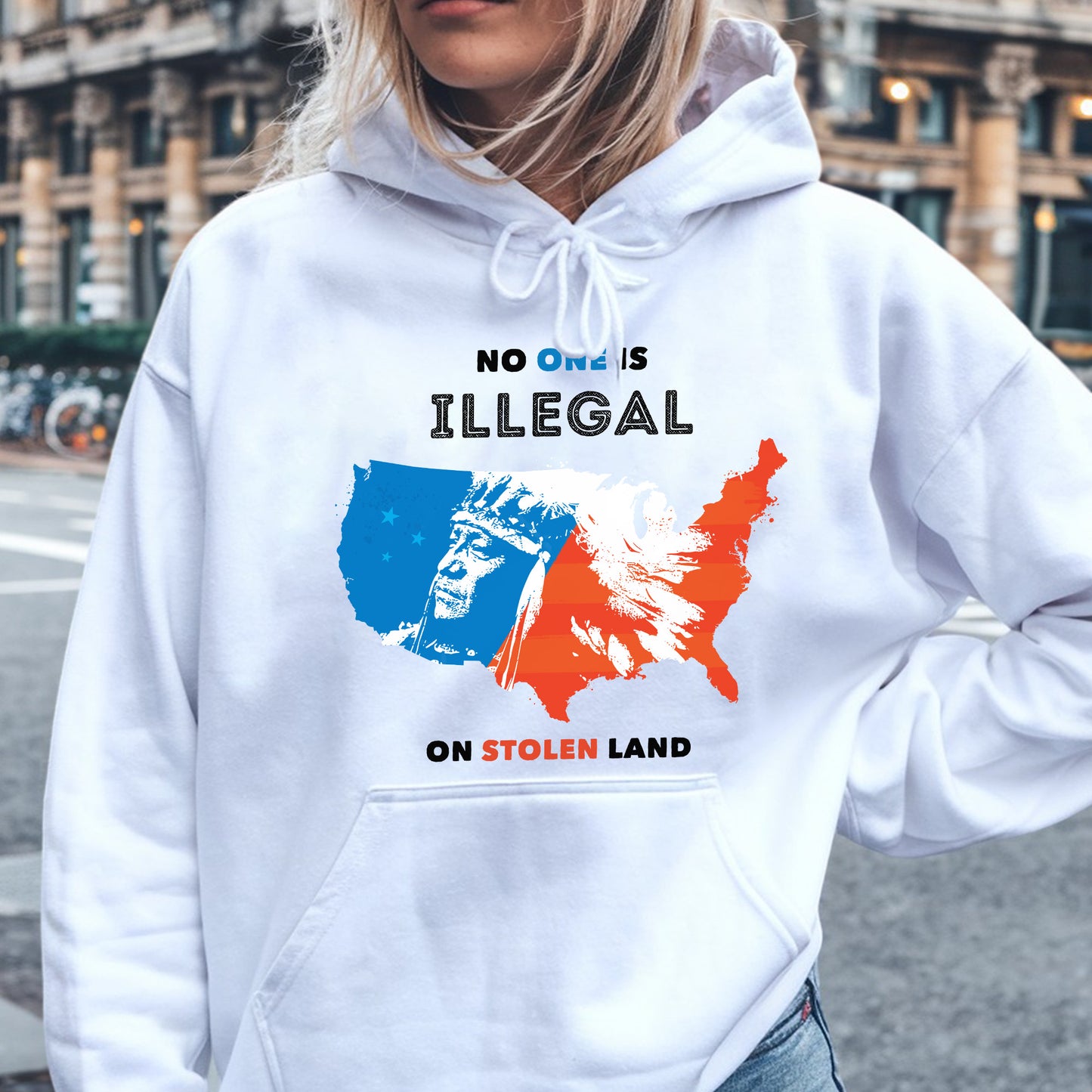 NO ONE IS ILLEGAL ON STOLEN LAND. WE WALK ON NATIVE LAND 22 - One sides - Unisex T-Shirt/T-Shirt V-Neck/Hoodie/Sweatshirt