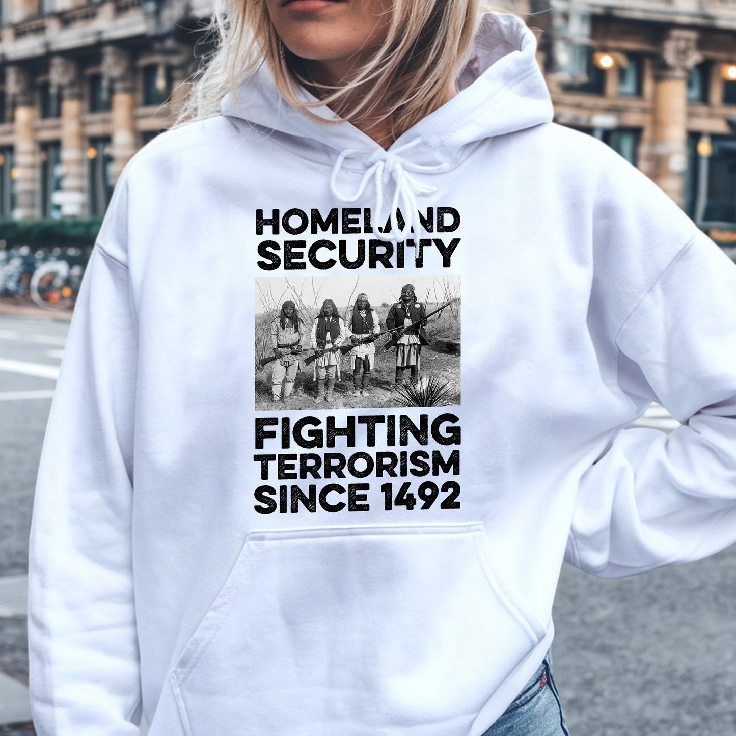 Native American Homeland Security Fighting Terrorism Since 1492 Four Man Fighting Unisex T-Shirt/Hoodie/Sweatshirt