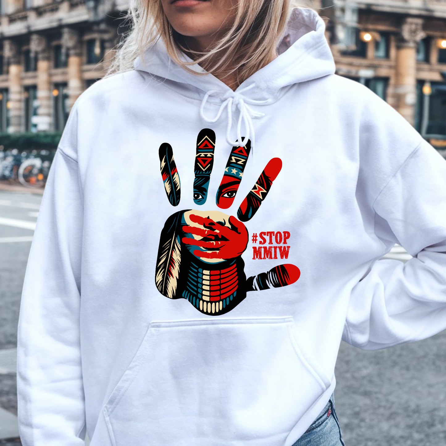 Stop Red Handprint - MMIW Unisex T-Shirt/Hoodie/V-Neck/Sweatshirt