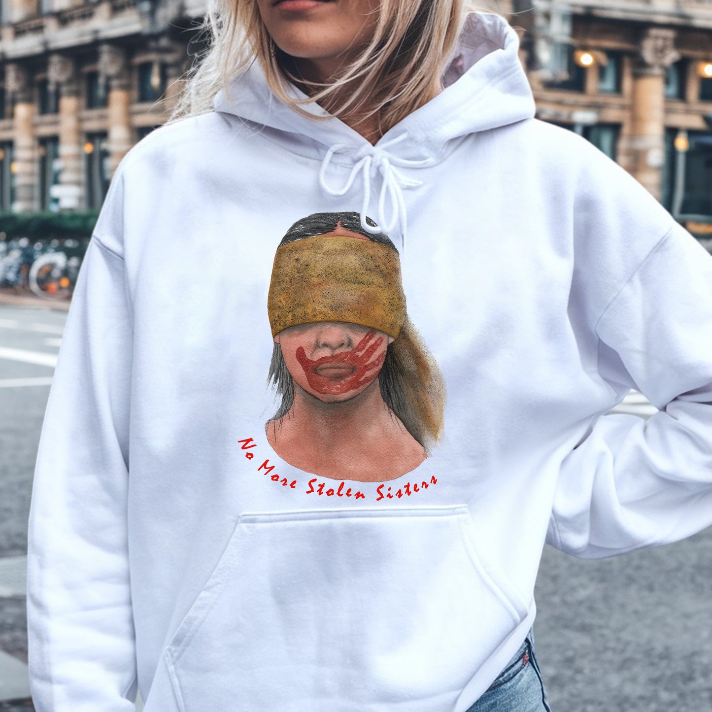 No More Stolen Sisters - MMIW Unisex Hoodie/T-Shirt/T-Shirt V-Neck/Sweatshirt - Raise Awareness for Missing Indigenous Women