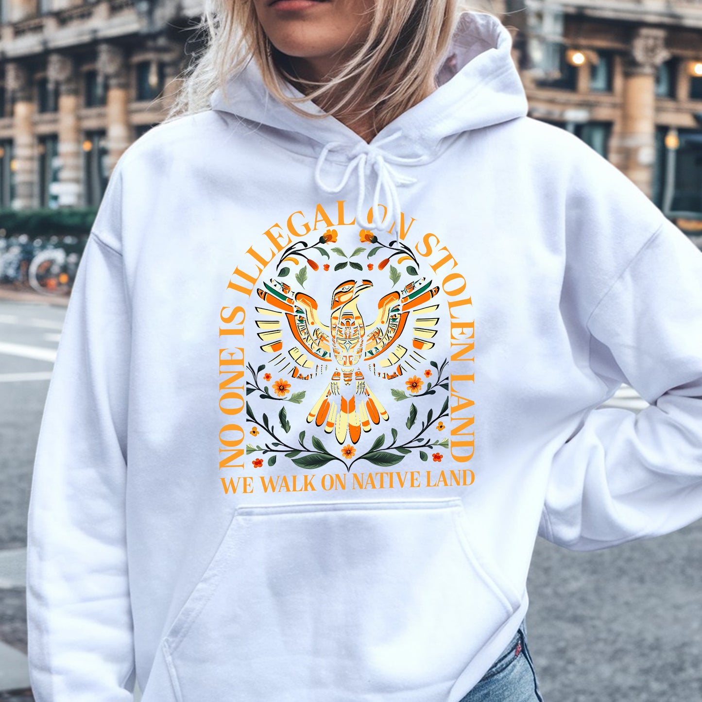 NO ONE IS ILLEGAL ON STOLEN LAND. WE WALK ON NATIVE LAND 23 - One sides - Unisex T-Shirt/T-Shirt V-Neck/Hoodie/Sweatshirt
