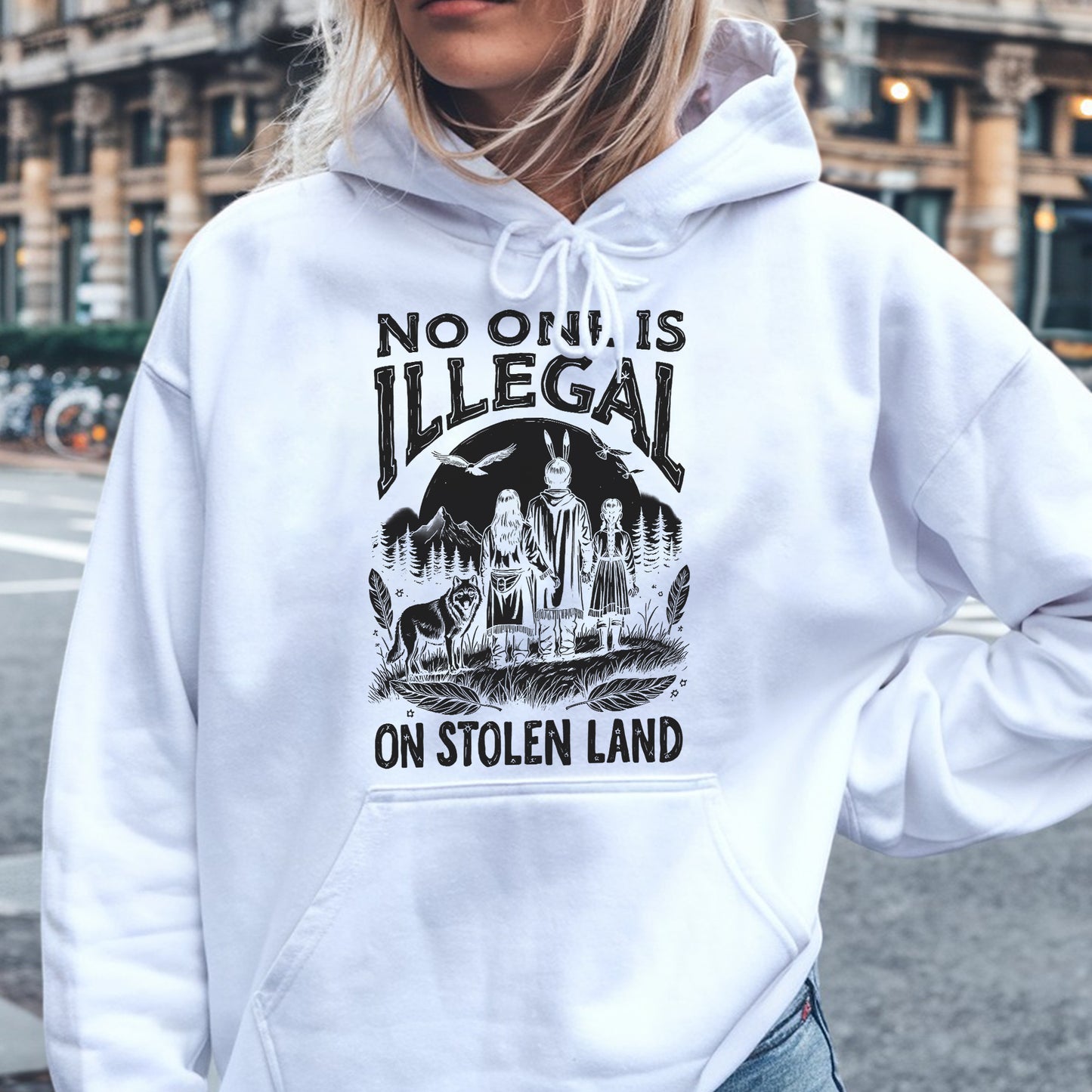 No One Is Illegal on Stolen Land Native Family Unisex T-Shirt/T-Shirt V-Neck/Hoodie/Sweatshirt