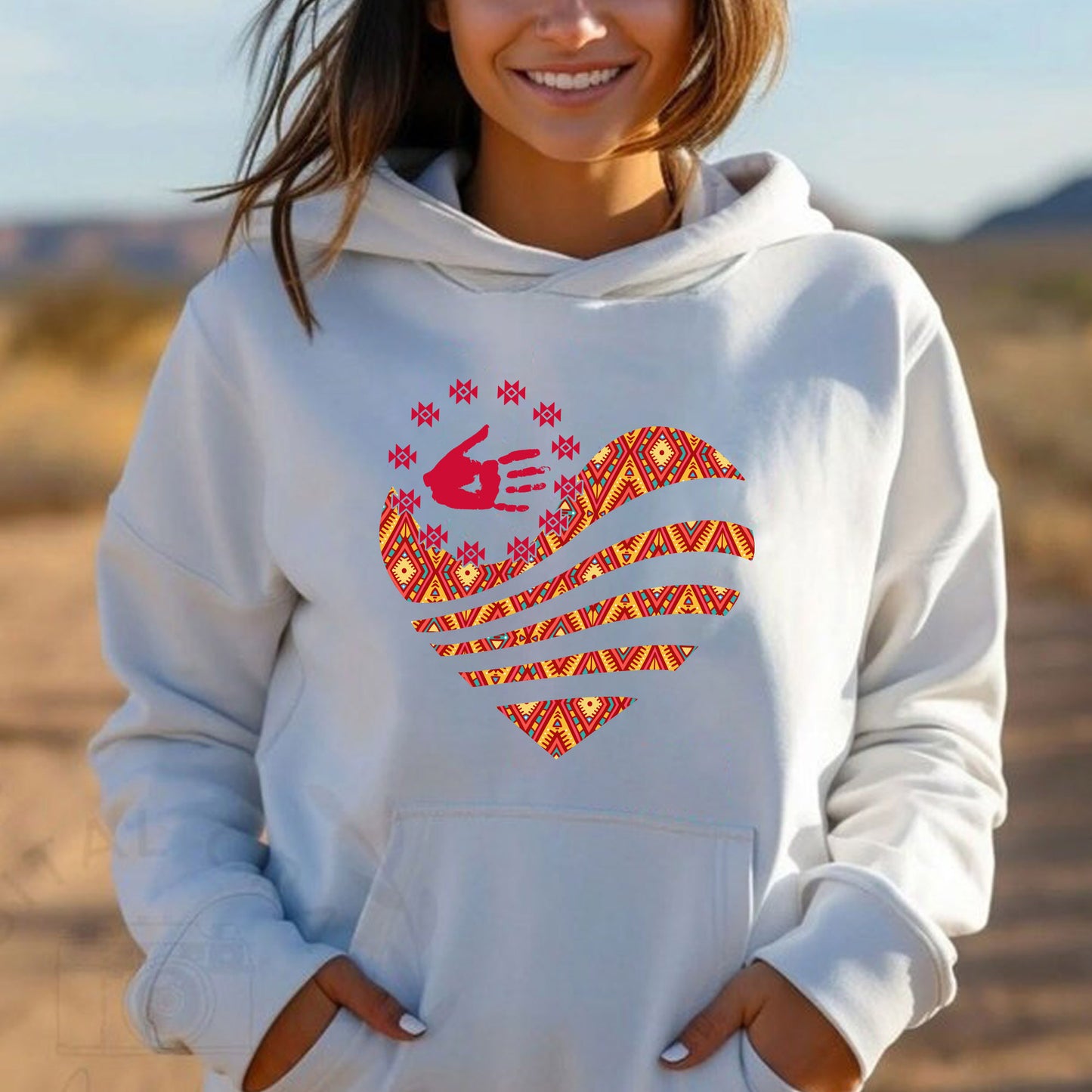 MMIW I Wear Red For My Sister Red Hand Together Heart Unisex T-Shirt/Hoodie/Sweatshirt