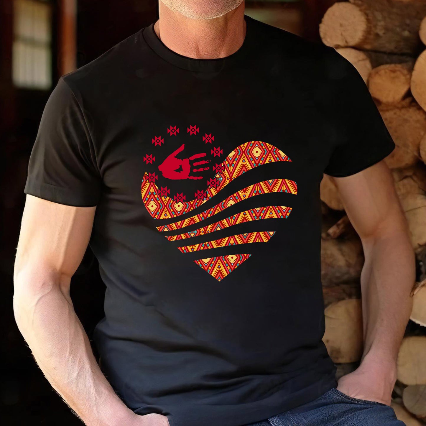 MMIW I Wear Red For My Sister Red Hand Together Heart Unisex T-Shirt/Hoodie/Sweatshirt
